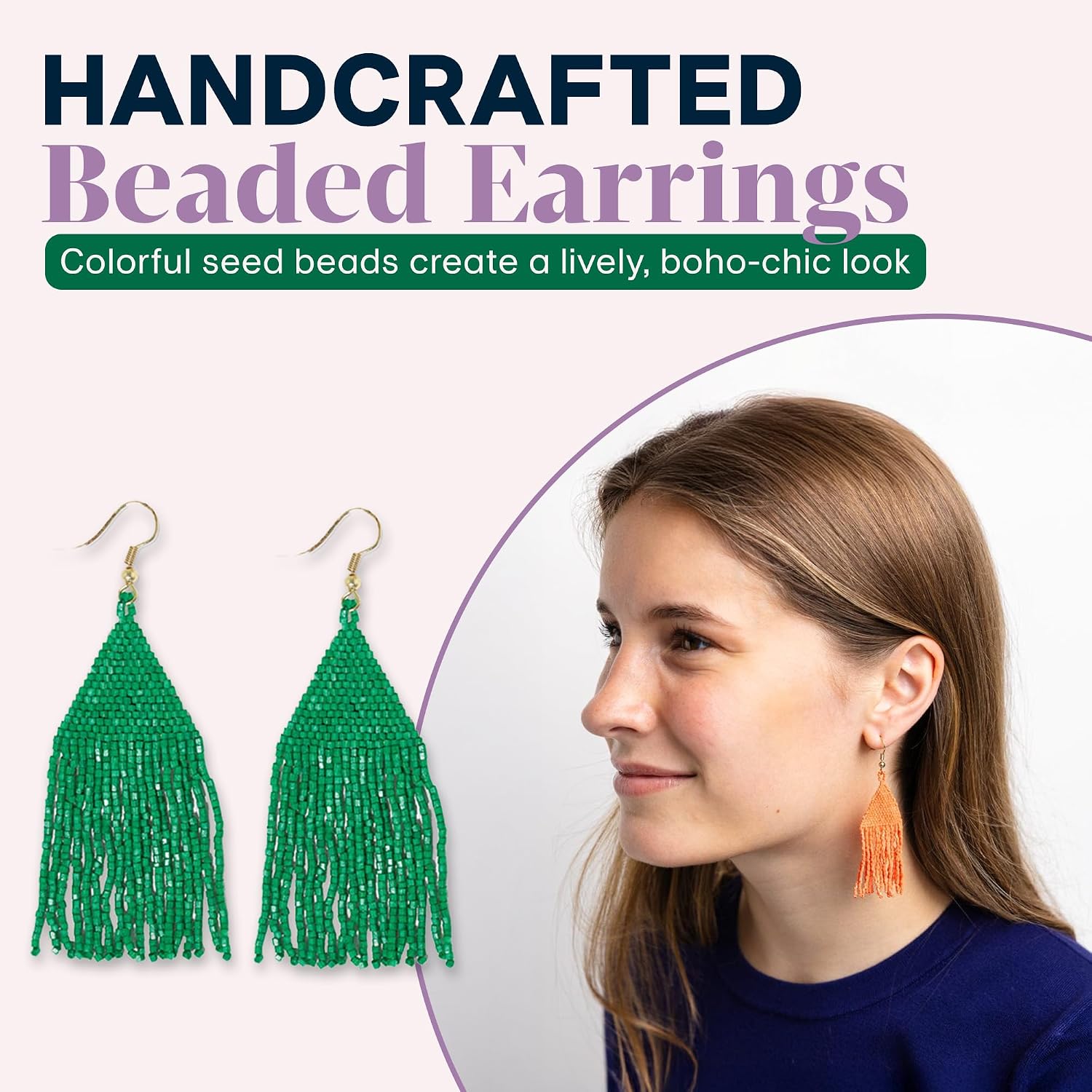 INK+ALLOY Beaded Earrings for Women Dangling, Lexie Medium Fringe Colorful Seed Bead Tassel Boho Earrings, Hypoallergenic Handmade Jewelry for the Modern Bohemian, 3.25-Inch Length