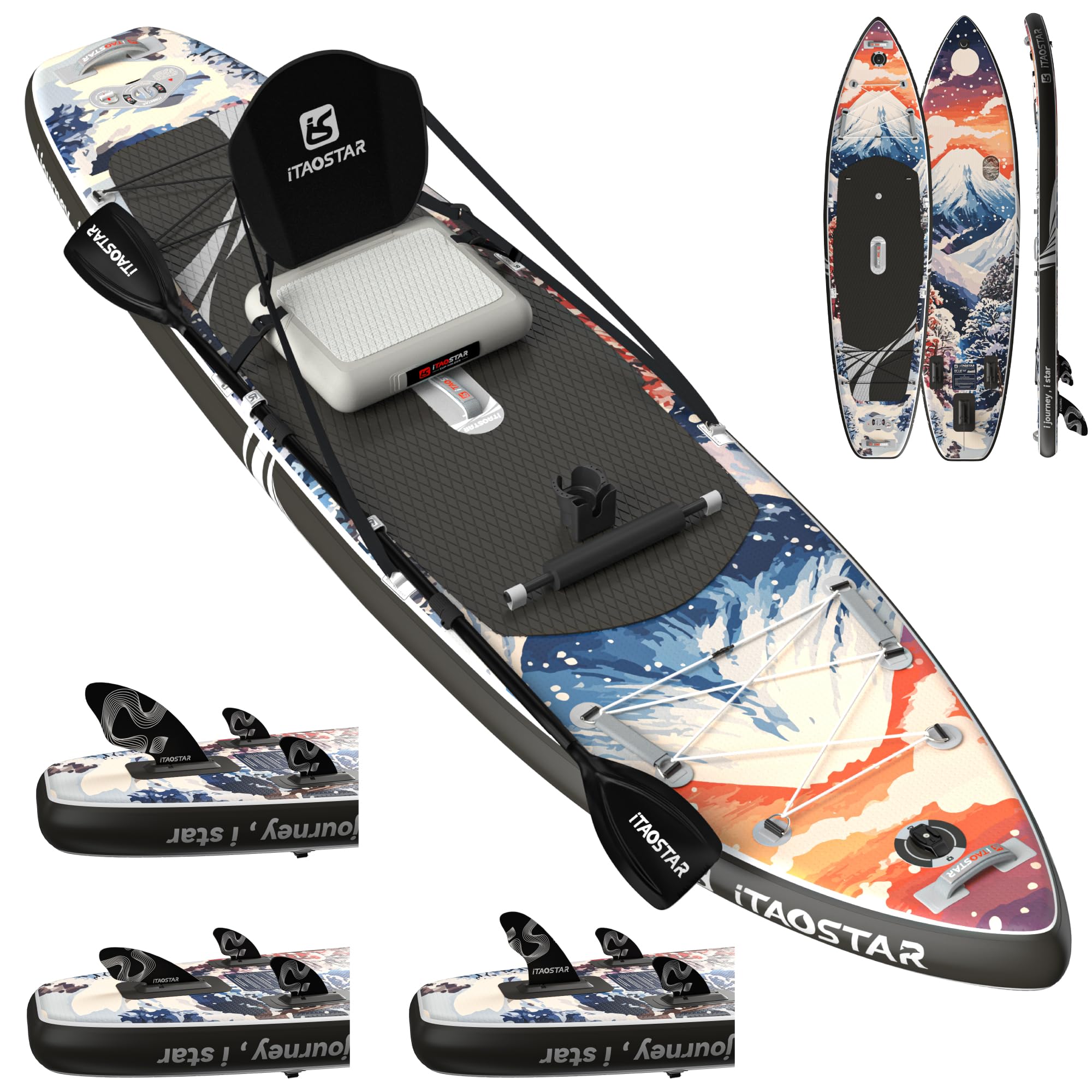 iTAOSTAR Planche à pagaie gonflable de 3,5 m x 88,9 cm avec siège, planche à pagaie stable pour adultes, planche à pagaie portable pour yoga, surf, pêche – Comprend un kit d'accessoires complet