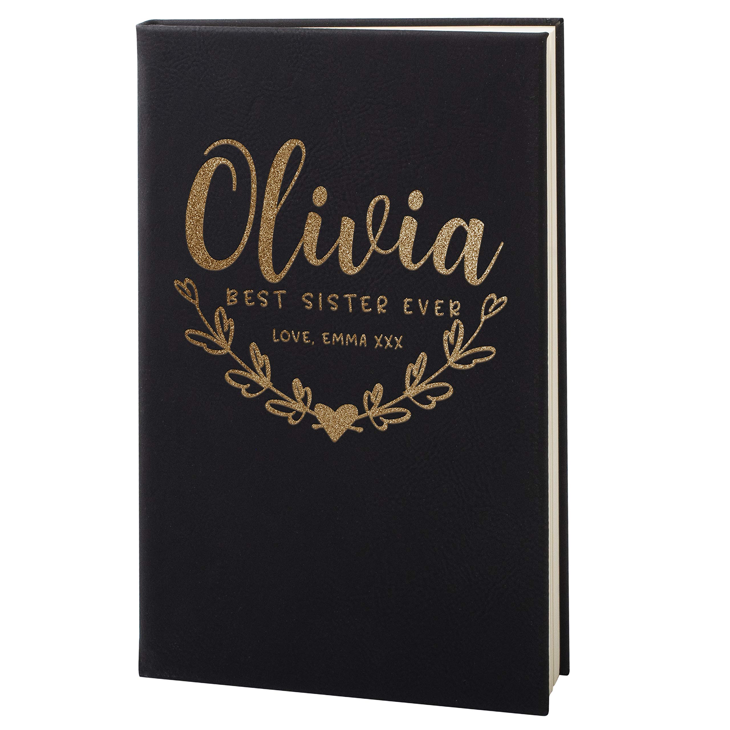 Personalized Leather Journal, Black, Lined Pages - Notebook for Women, Men, Traveler - Customized Journals to Write In for Women, Diary for Girls -