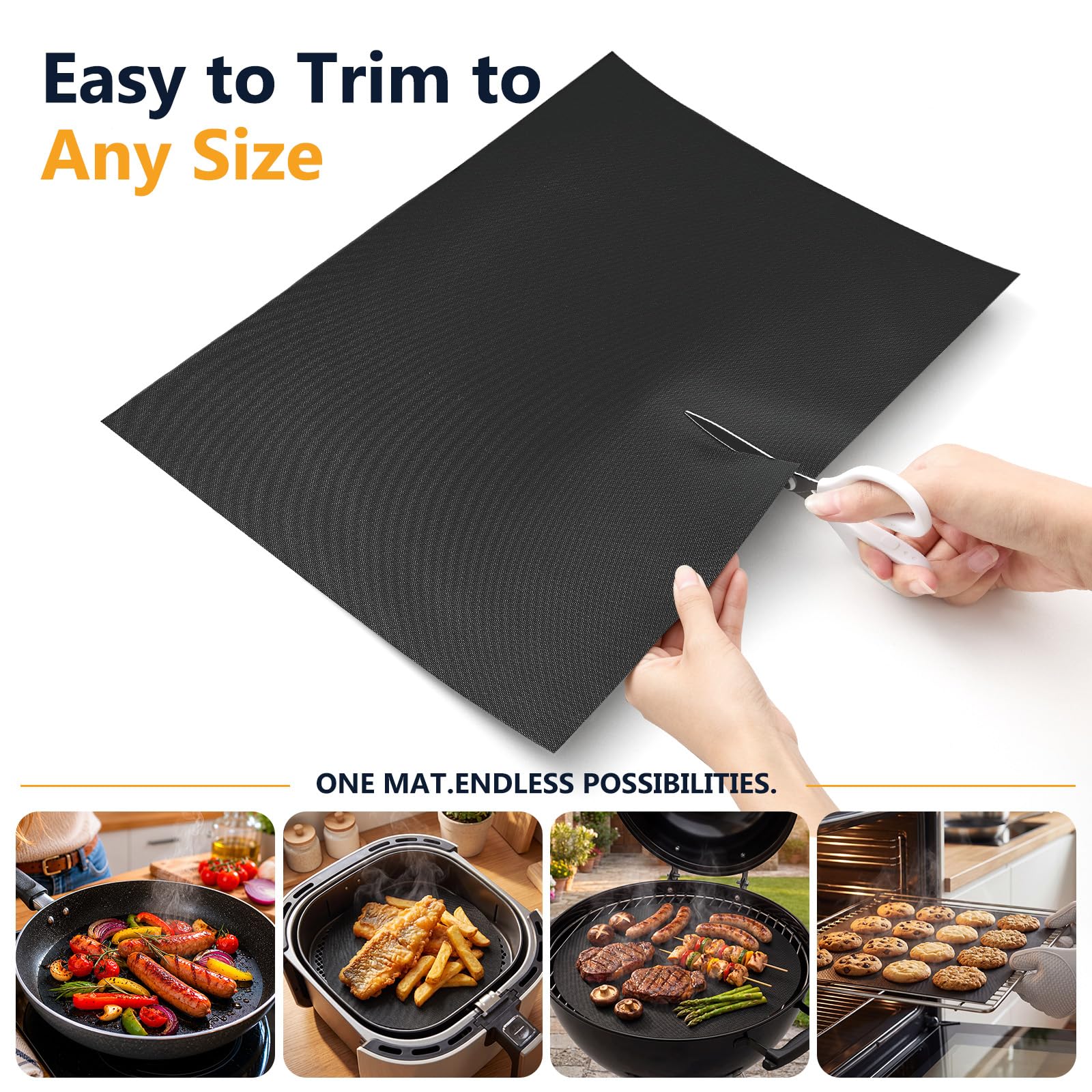 Homealexa Alfombrillas para Barbacoa 40x33 cm Juego de 5 Antiadherentes Reutilizables Resistentes hasta 260°C