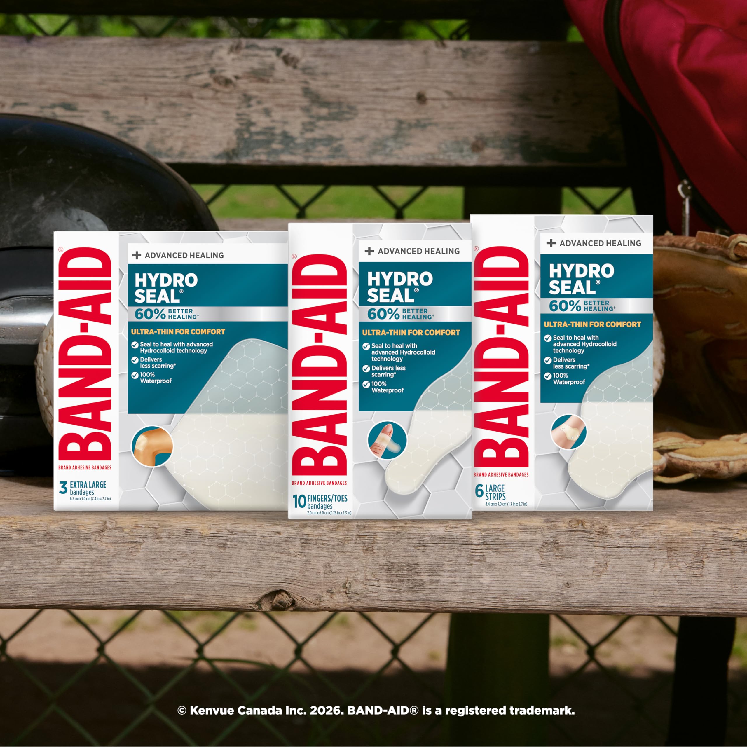 BAND-AID Brand Hydro Seal Ultra-Thin Hydrocolloid Bandages for Advanced Healing, 100% Waterproof Adhesive Bandages for Wound Protection, Extra Large, 3 ct - 5