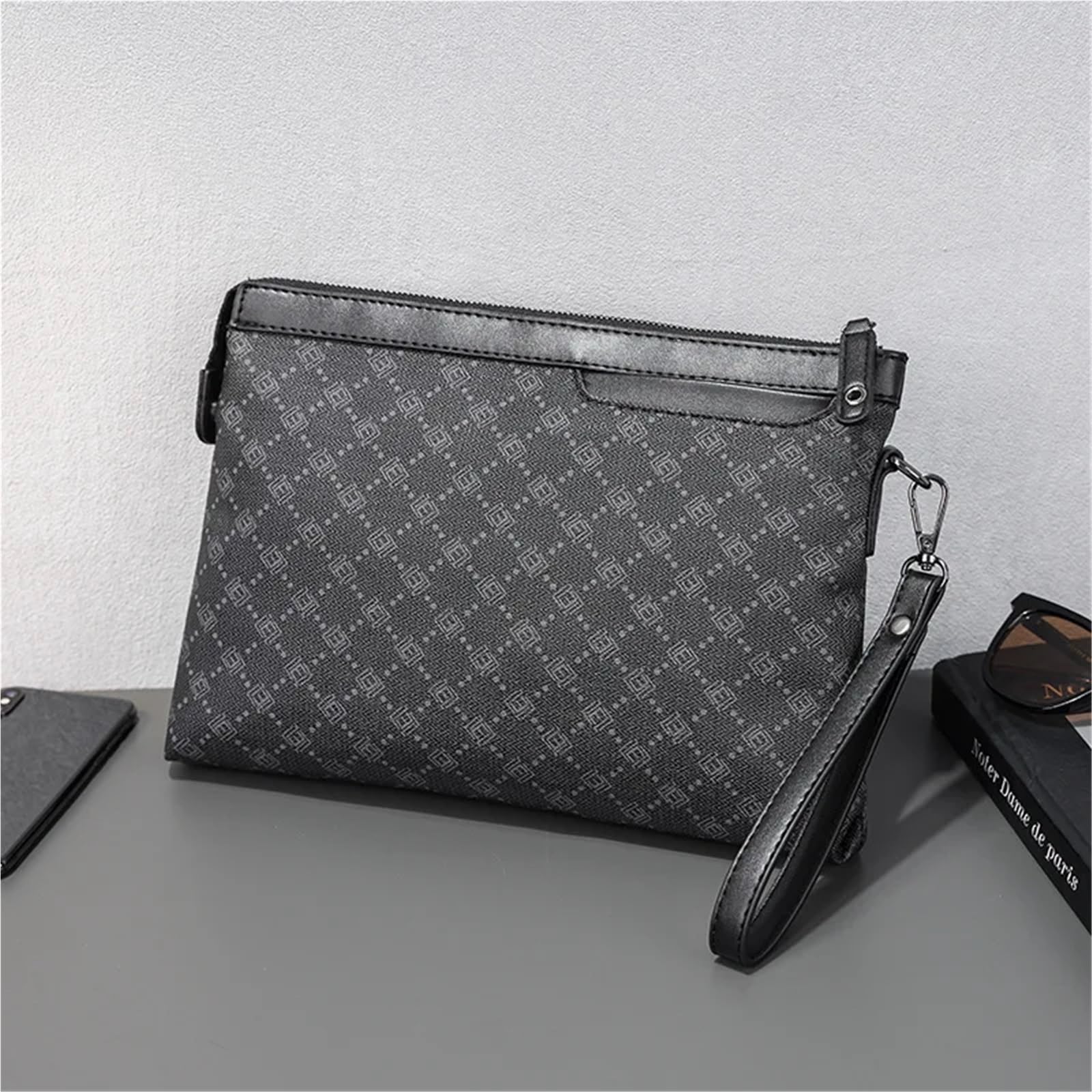 Pochette da uomo in morbida pelle Borsa da uomo Portafoglio rettangolare Pochette da polso for telefono
