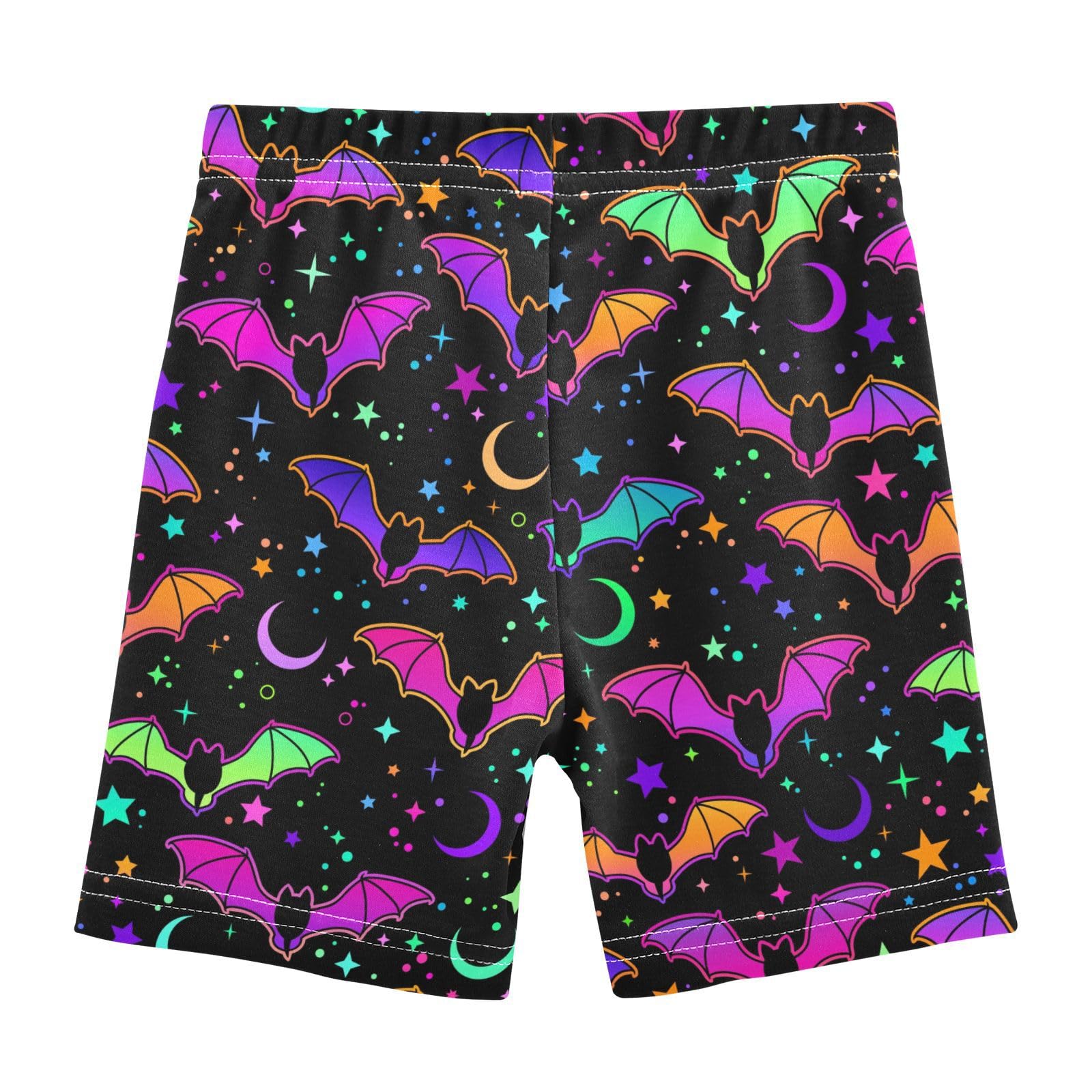 JHKKU Girls Halloween Colorful Bats Shorts Cotton Cartwheel Bike Kids Biker Under Dress Dance Short Girl Clothes 10Y