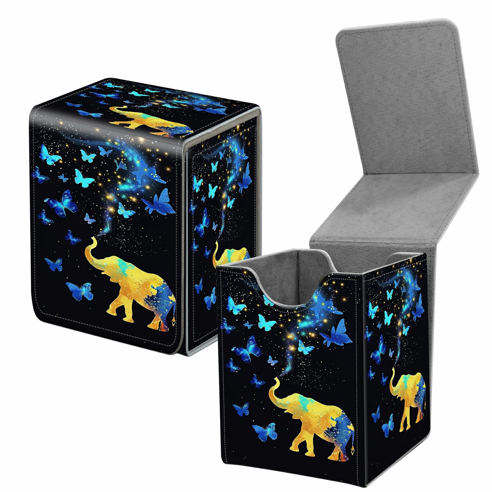 Amazon.com: BREIDMKFM Card Deck Box for Trading Cards,MTG Commander Deck  Box Fits 100+ Single Sleeved Cards,Leather Magnetic Card Storage Box for  YuGiOh TCG CCG Cards,Elephant Blue Butterfly : Toys & Games
