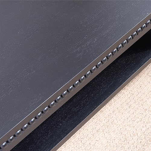 Miniatura 73 de SSLine Mesa de centro rectangular de madera antigua de 45.2 pulgadas para sala de estar, mesas auxiliares de almacenamiento de 2 niveles con patas