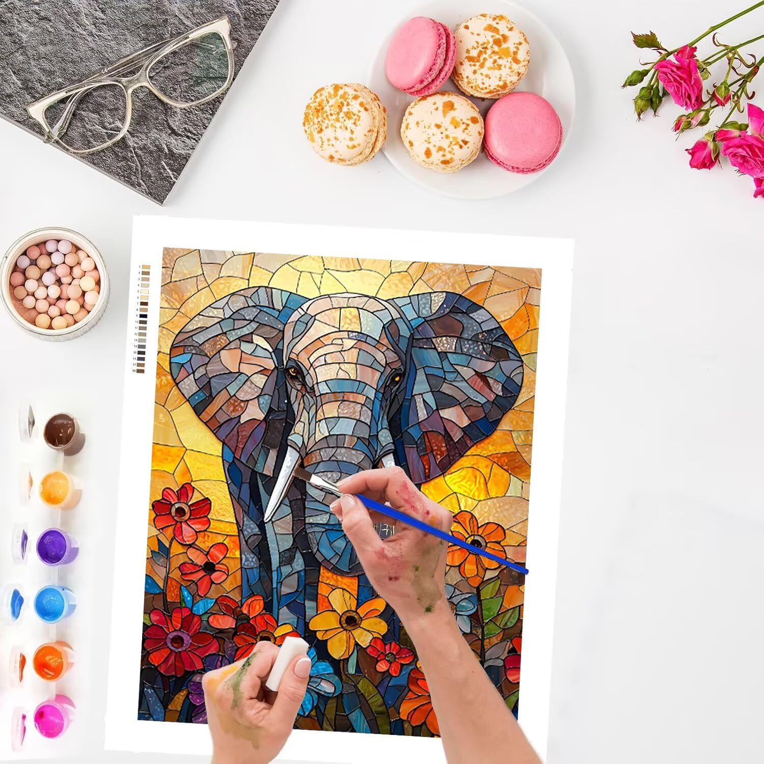 WEISHIWE Elefante Dipingere con i Numeri per Adulti, 70x90cm a-124 | Paint by Numbers Kit con Pennelli e Acrilico Pigmento, Fai da te Olio La Pittura di Numeri Kit, Decora la Casa, senza Cornice