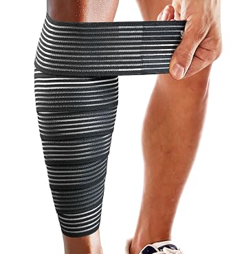 Calf Compression Wraps, 71" Adjustable Elastic Bandage Sleeves, Lower Leg Calf Support for Men & Women, Shin Splints Relief, Varicose Veins, Fitness, Running, Basketball, Soccer 1, Black