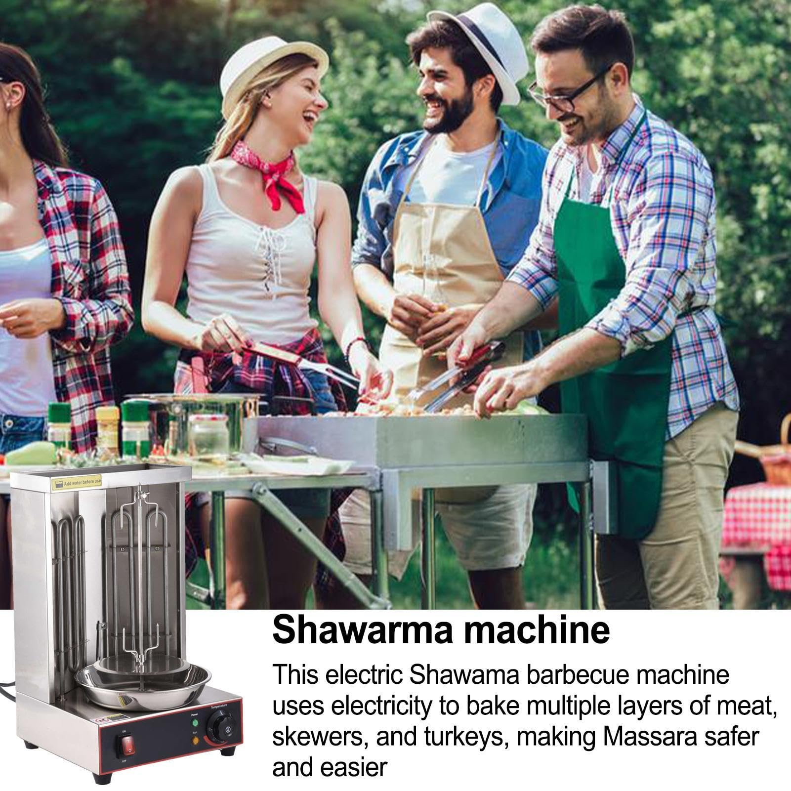 Rotisserie Chicken Oven - Electric Meat Roasting Machine,Multi-Function Broiler, Stainless Steel Vertical Rotating Turkey Oven for Garden Barbecue