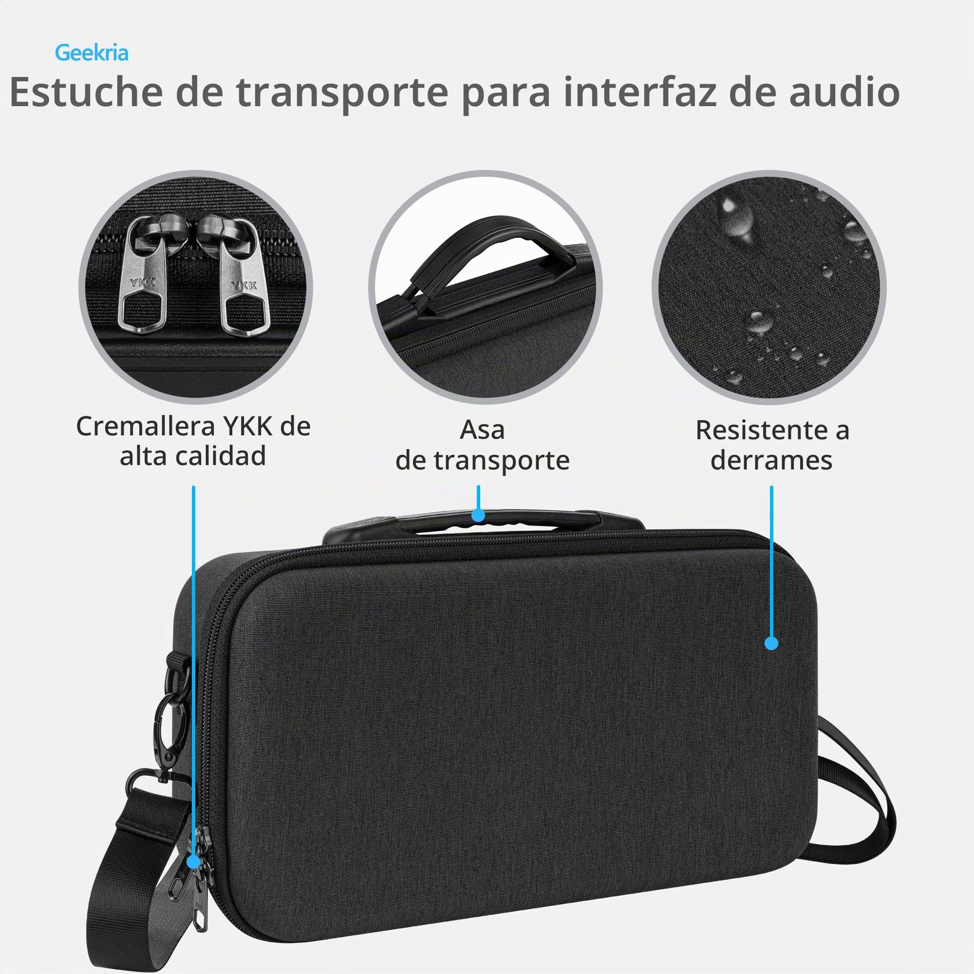 GEEKRIA Funda de Transporte para Interfaz de Audio, Estuche rígido de Viaje Compatible con Motu M2/M4, M-Audio M-Track Duo/M-Track Duo HD, Behringer Pro VS Mini/JT Mini, Stylophone GENX-2 (Gris