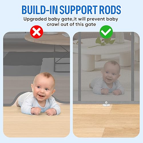 Miniatura 6 de Puerta retráctil extra ancha para bebés de 34 x 100 pulgadas, puerta de seguridad extra ancha para niños o mascotas, 34 pulgadas de alto, se