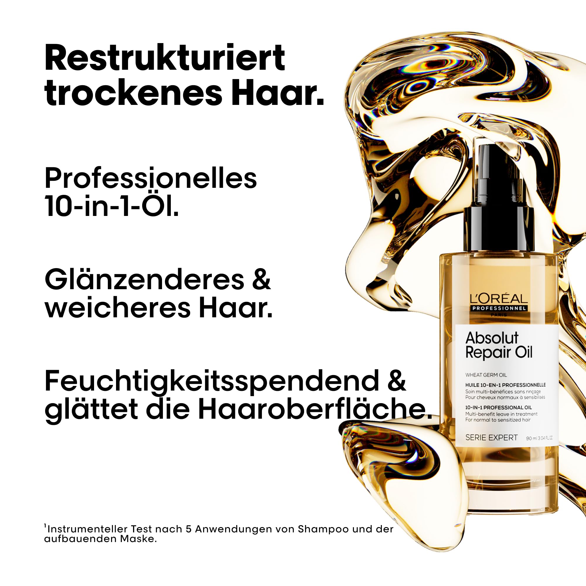 L'Oréal Professionnel Nährendes Leave-In Öl für trockenes und strapaziertes Haar, für die sofortige Restrukturierung, Serie Expert, Absolut Repair 10in1 Oil