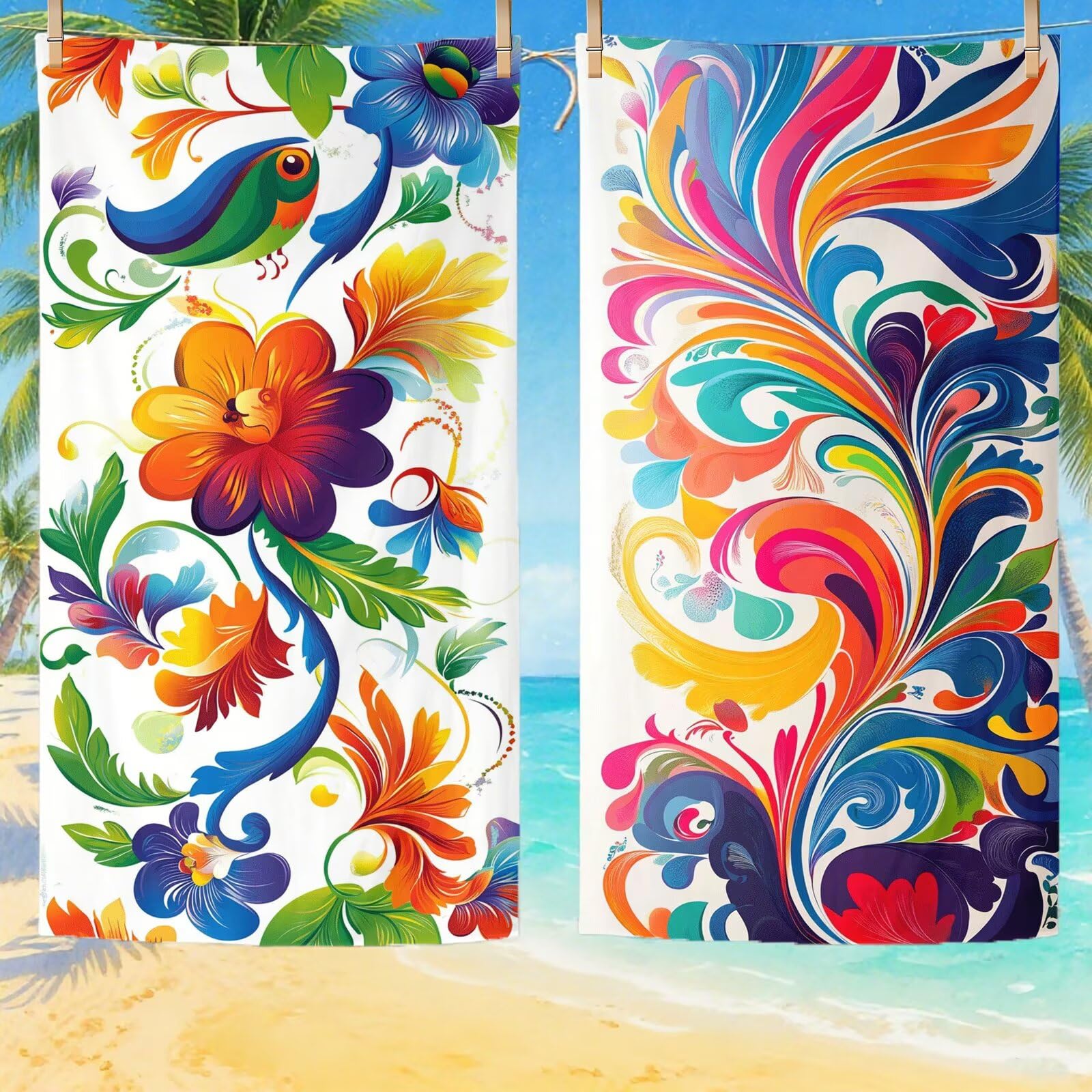 Serviette de Plage XXL 100x200 cm,Couleur Serviette Plage Microfibre avec Séchage Rapide, Anti-Sable, Absorbante Fonction Design pour Vacances Piscine Pique-Nique Voyages Yoga, Cadeau Femme Q-353