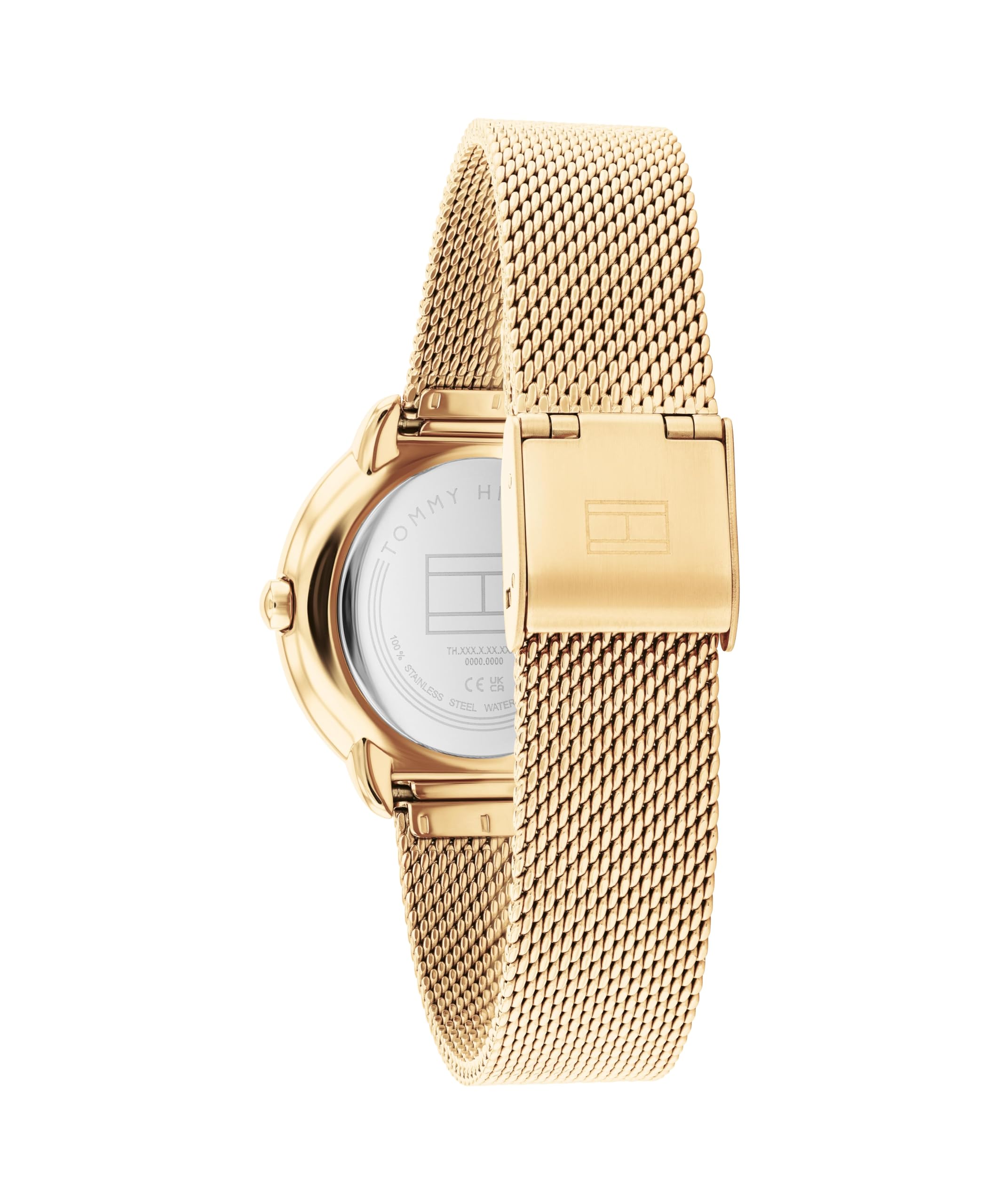 Tommy Hilfiger Uhr mit DREI-Zeiger-Quarzwerkfür Damen mit Goldfarben Edelstahl-Mesh-Gliederarmband - 1782699