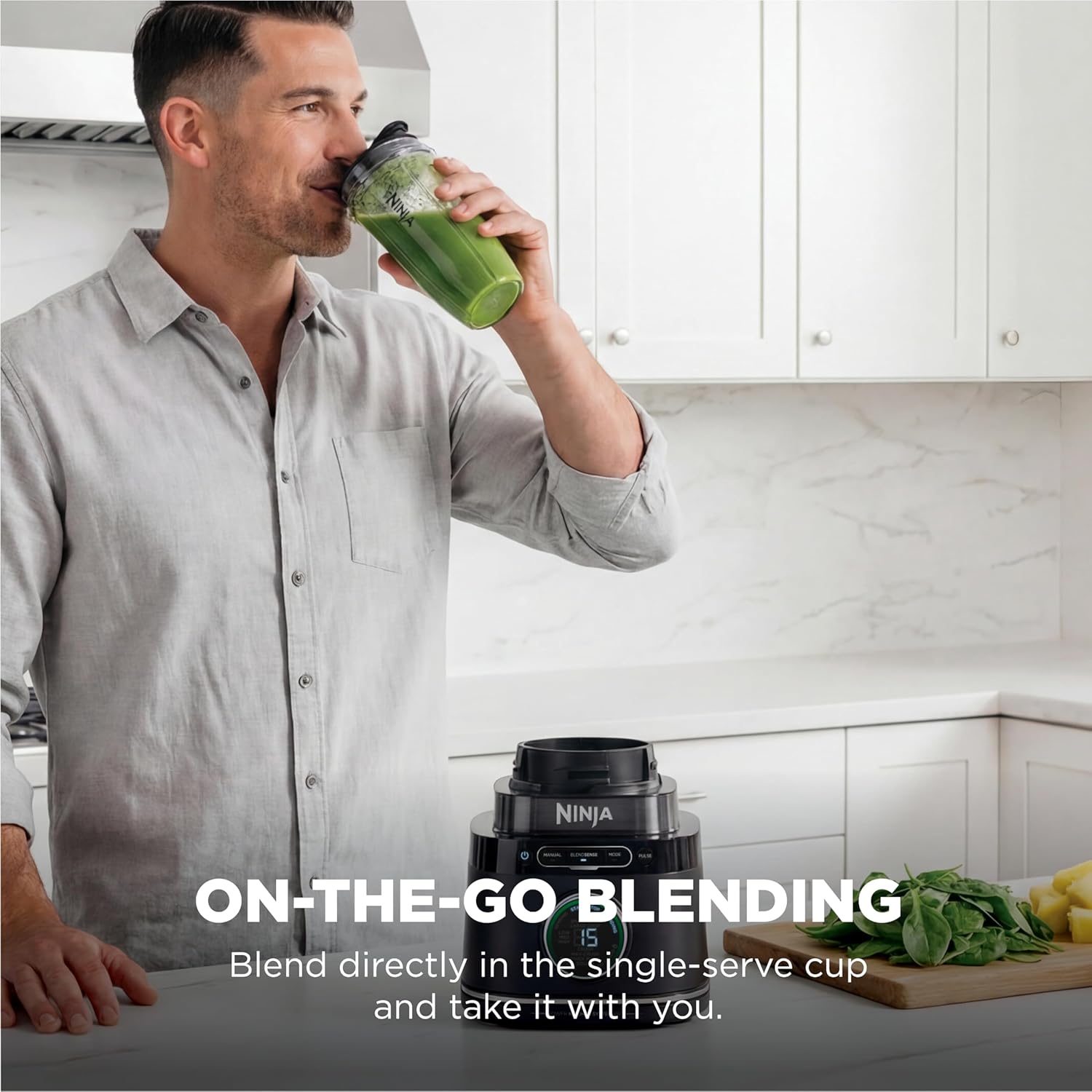 Ninja Kitchen System | All-in-One Food Processor & Blender | With 8-Cup Bowl & (1) 24 oz. To-Go Cup | For Smoothies, Cookie Dough, Salsas, Cole Slaw & More | 1800 Watt | Black | TB401