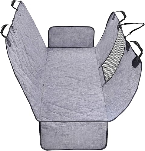 Vivaglory Fundas de asiento de coche para perro, ventana visual de malla con correa adicional y hebillas, fundas impermeables y antideslizantes para