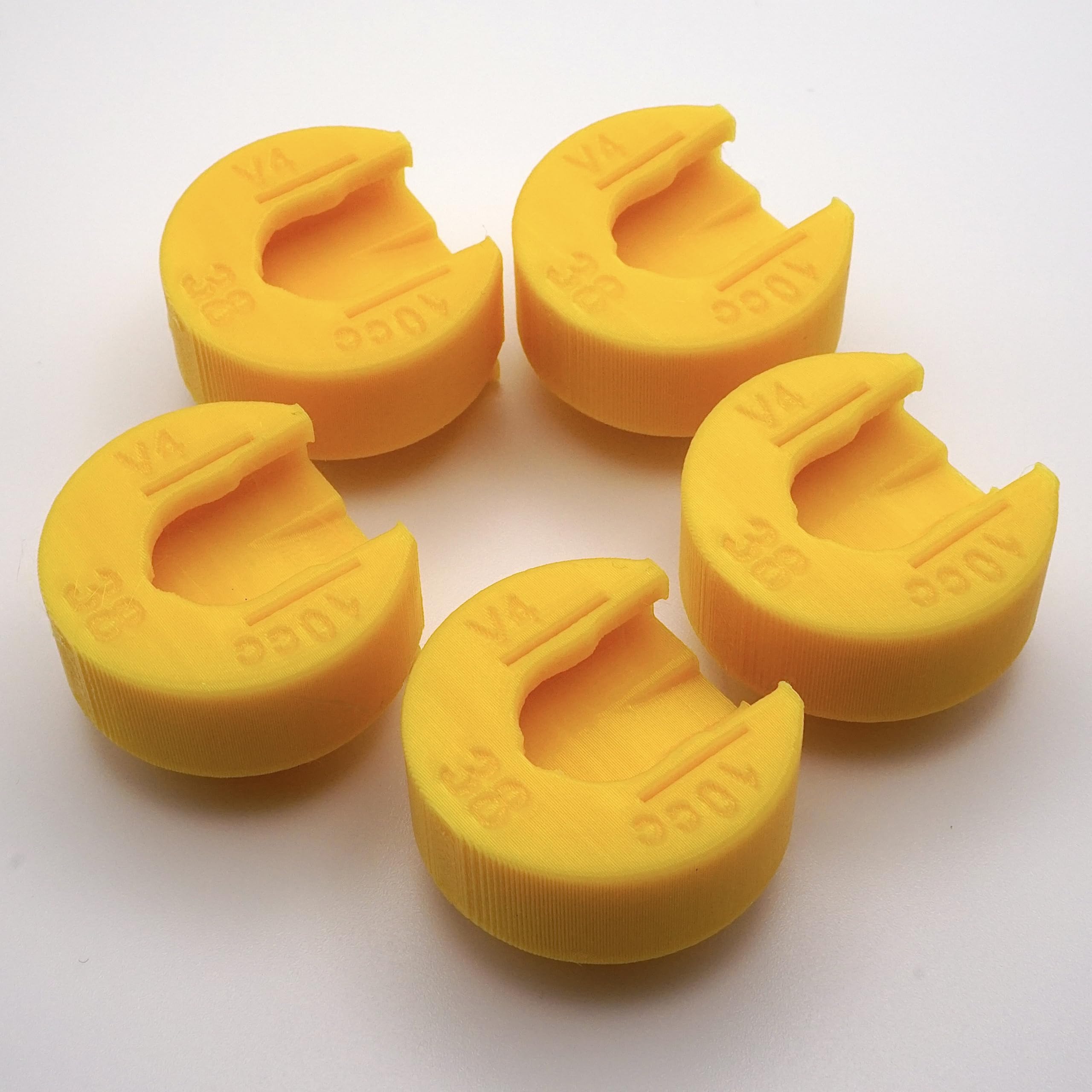 Fox 38 Bottomless Token Volume Spacer Kit, in Yellow, 5-Piece Set