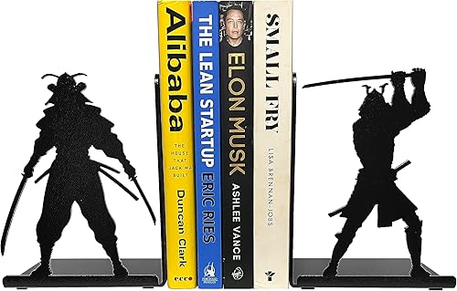 Sujetalibros decorativos de metal para estantes, sujetalibros Samurai, extremos de libros antideslizantes, tapón de libro para decoración del hogar