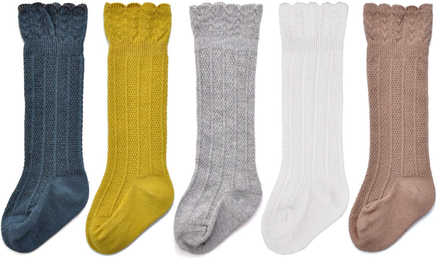 EPEIUSBaby Girls Boys Uniform Knee High Socks Tube Ruffled Stockings Infants and Toddlers (Pack of 3/5)