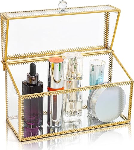 Miniatura 8 de Pumtus Soporte organizador de lápiz labial de 24 ranuras, vitrina de brillo de labios de vidrio templado a prueba de polvo, caja de perfume