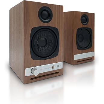 Audioengine HD3 Wireless Speakers with Bluetooth - 60W Powered Computer Speakers for Desktop Monitor and Home Music System with aptX HD Bluetooth AUX USB RCA 24-bit DAC Walnut Pair