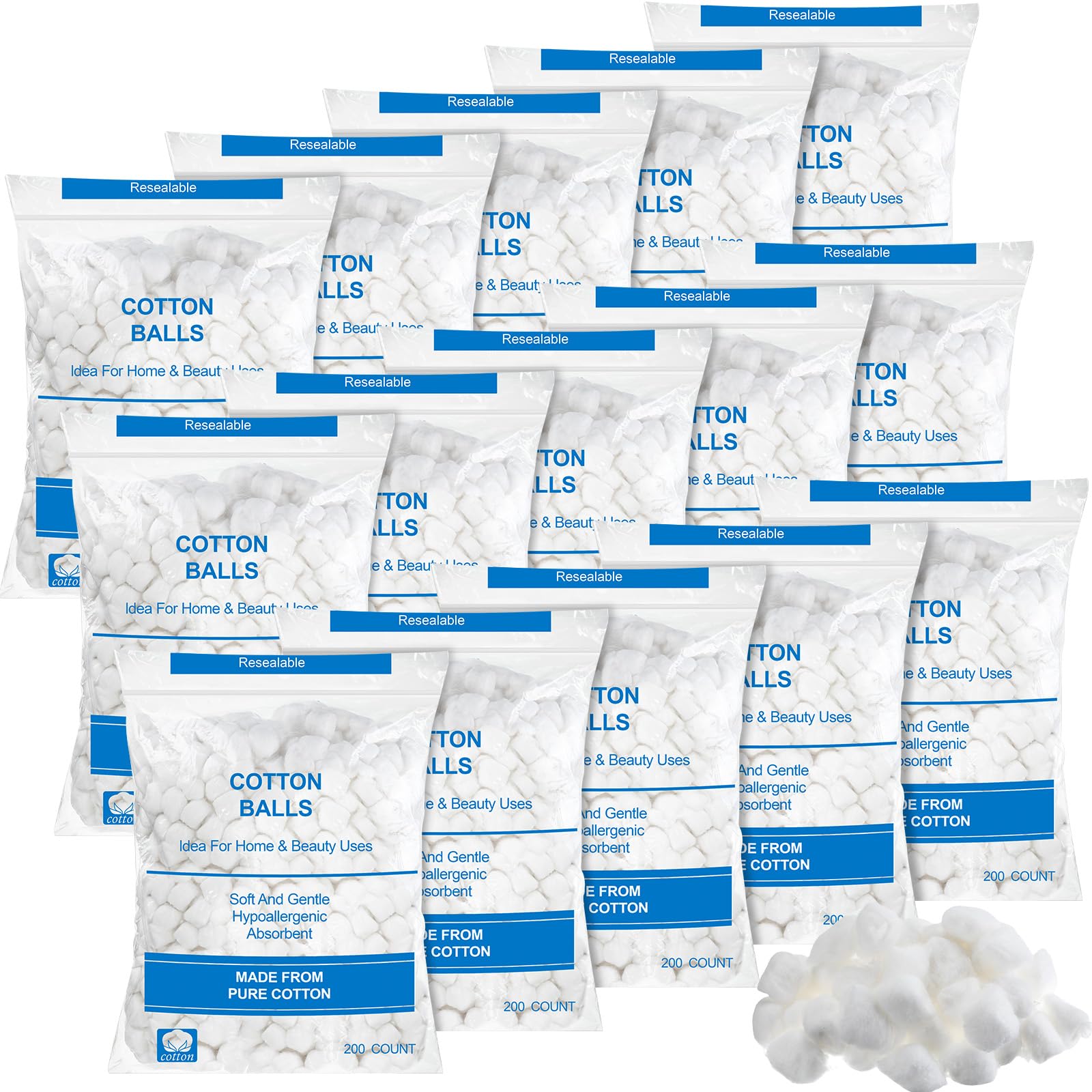 3000 gomitoli di cotone morbido organico medio per assorbente multiuso puro rimozione dello smalto per unghie rimozione del trucco primo soccorso viso artigianato pulizia pelle applicazione