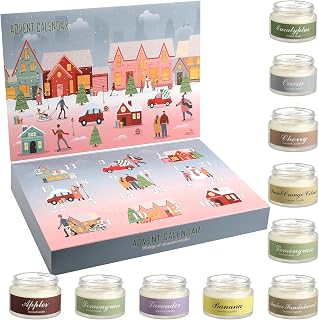 Advent Calendar 2025-24 Days of Christmas Countdown Scented Candles Gifts Set - 24 Scent 3.5OZ Jar Candles for Hostess Adult Women Men Family Friend Home Holiday Home Decoration