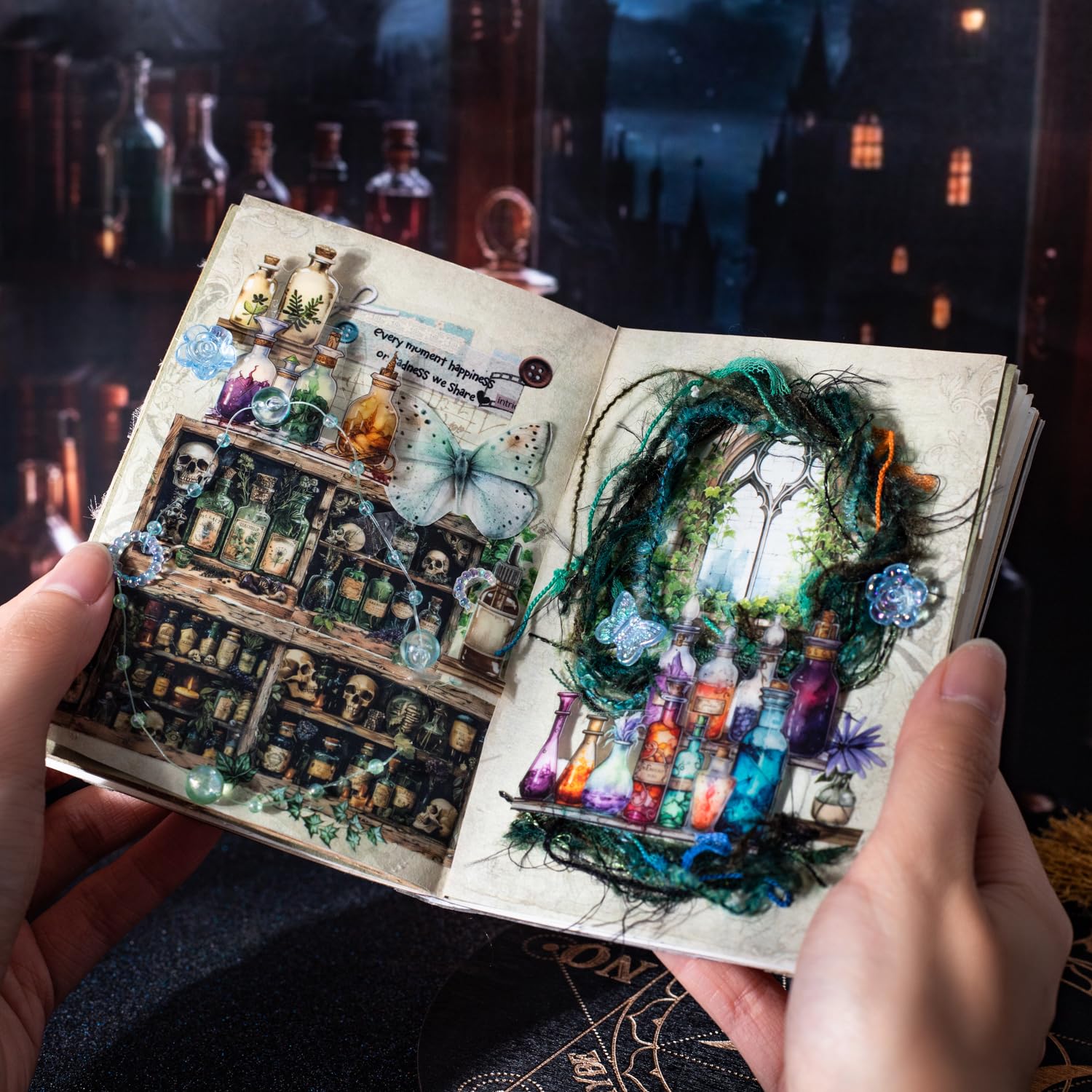 TIAMECH 6 Rolls Witch Love Potion Bottle PET Tapes - Halloween Herbal Dark Cabinet Magic Design, Decorative Tape Stickers for Scrapbooking & Journaling, Junk Journal Supplies, and Ephemera