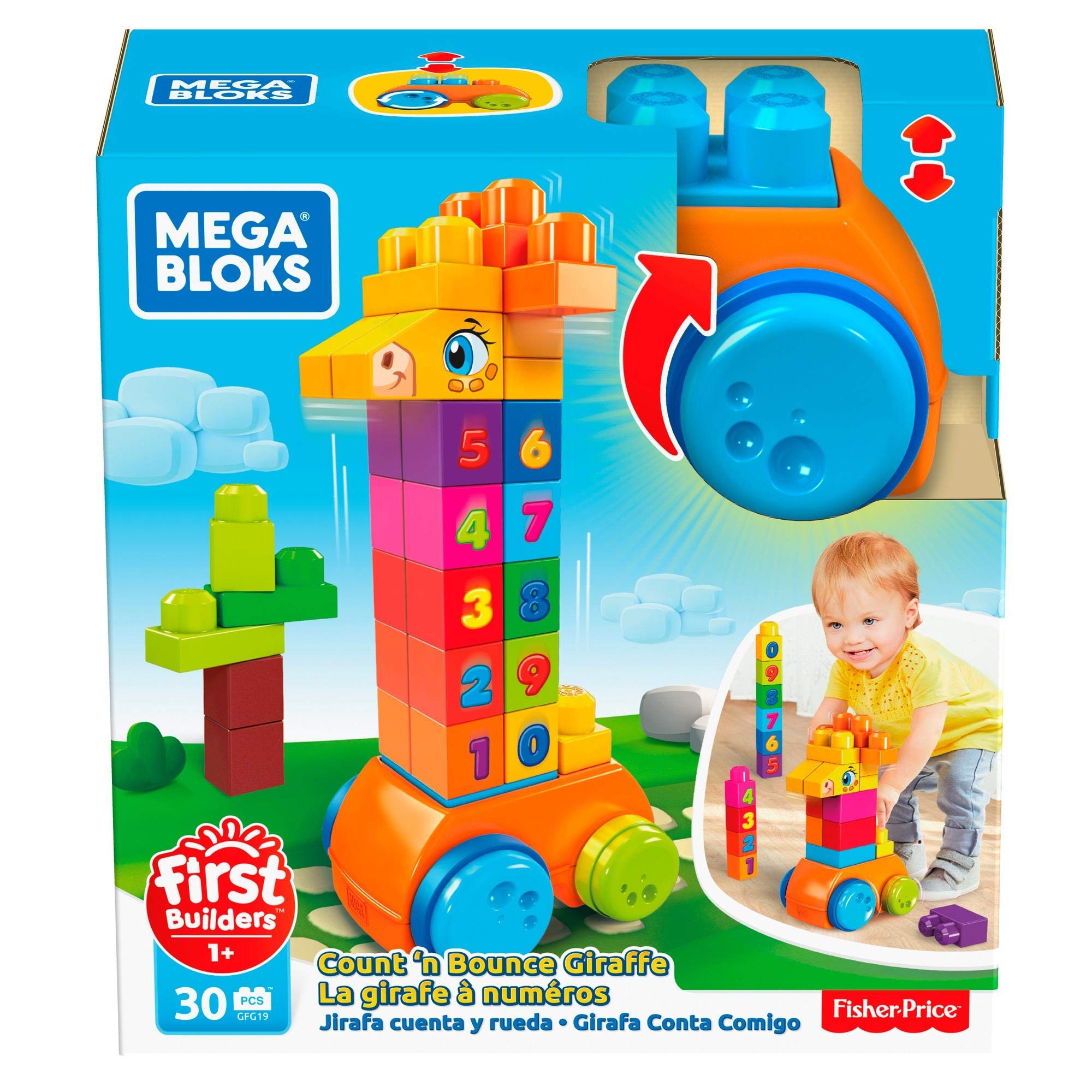 MEGA Bloks GFG19 - Bloks 123 Counting Item (30 Teile ), Babyspielzeug ab 12 Monaten, Mehrfarbig