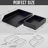 Vista 2 de Demigo Desk Organizer Letter Tray Set of 2, Acacia Wood Tabletop Desktop for Storage Paper Letter Folders Notebooks Copy Print, Workspace Holder