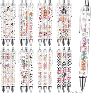 Wxiben Halloween Ballpoint Pens Gifts - 24PCS Cute Ghost Pumpkin Pens Set Cartoon Holiday Smooth Writing Ball Point Pen Gifts for Women Men Teacher Halloween Party Office Stationery School Supplies