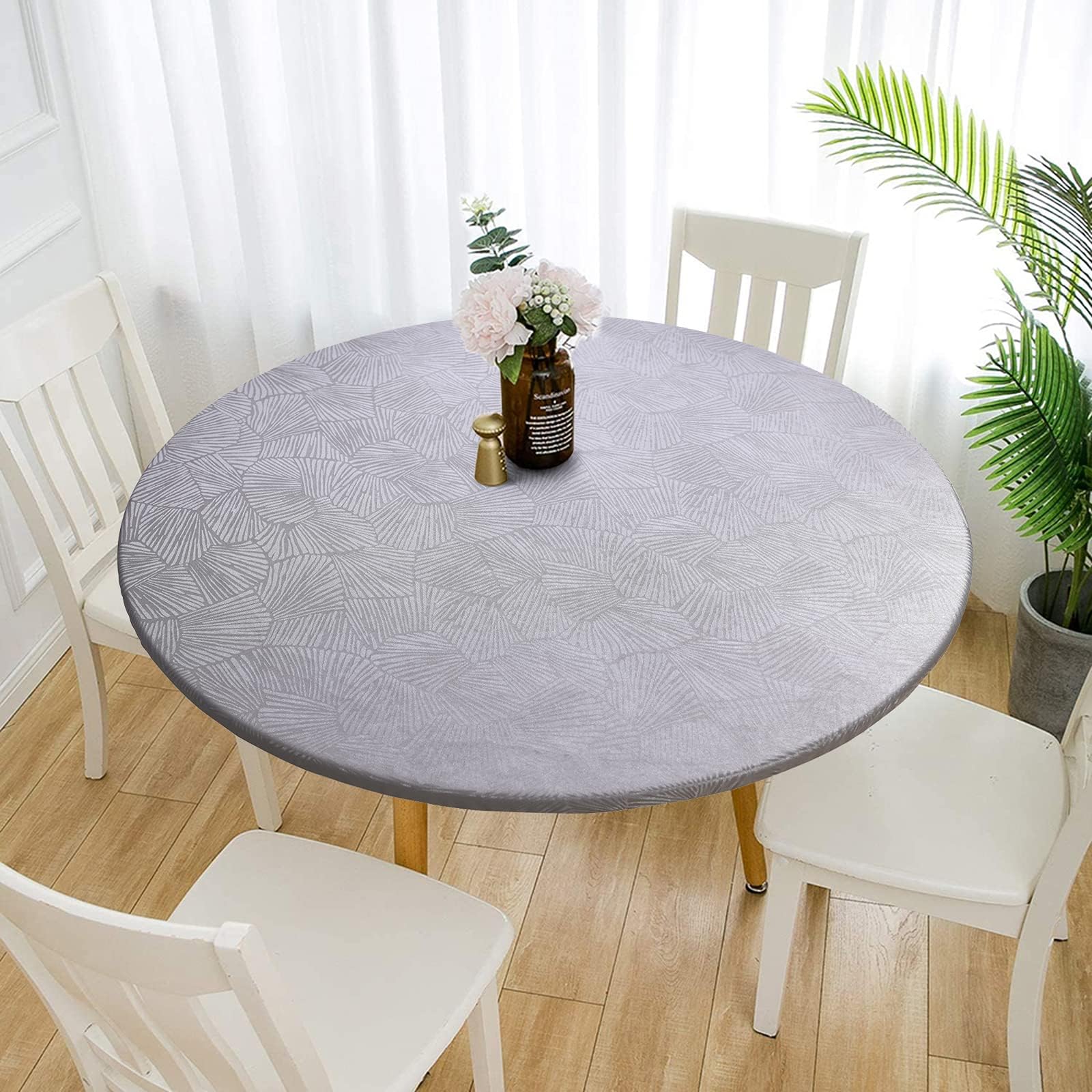 Topchances Round Table Cloth Waterproof Wipeable - Indoor Outdoor Patio ...