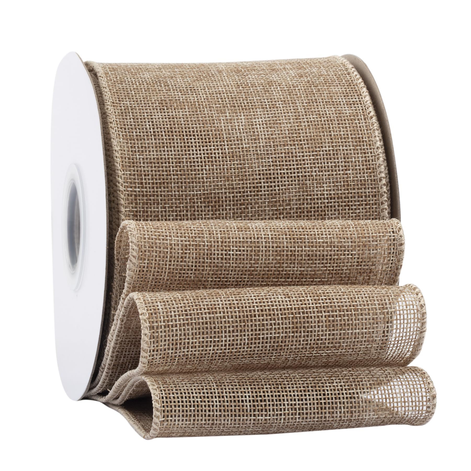 Ribbonitlux Natural Burlap Wired Ribbon, 100mm x 18 Meters, Wired Edge Burlap Ribbon for Gift Wrapping Big Bow, Wreath