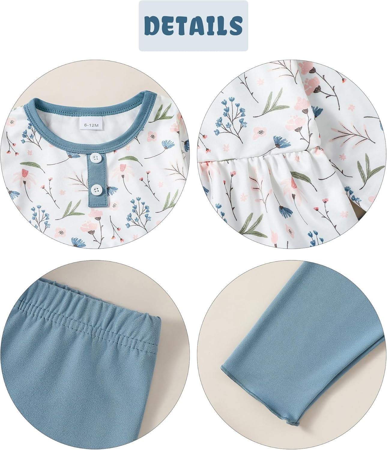 DISAUR Baby Girl Fall Outfits Toddler Girl Clothes Winter Cute Long Sleeves Floral Ruffle Top Cotton Pants Set Clothing - Image 5