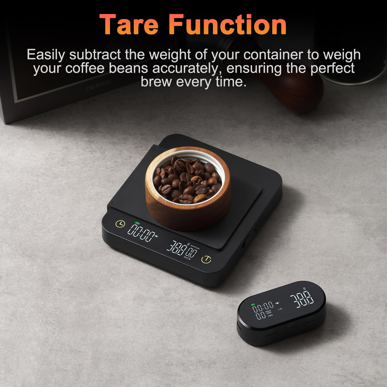 Balance à café Numérique Précision 0.1g capacité de 3kg avec Minuterie et Affichage Magnétique Pour Expresso Verser sur la Cuisson du café (Avec écran d'affichage sans fil)