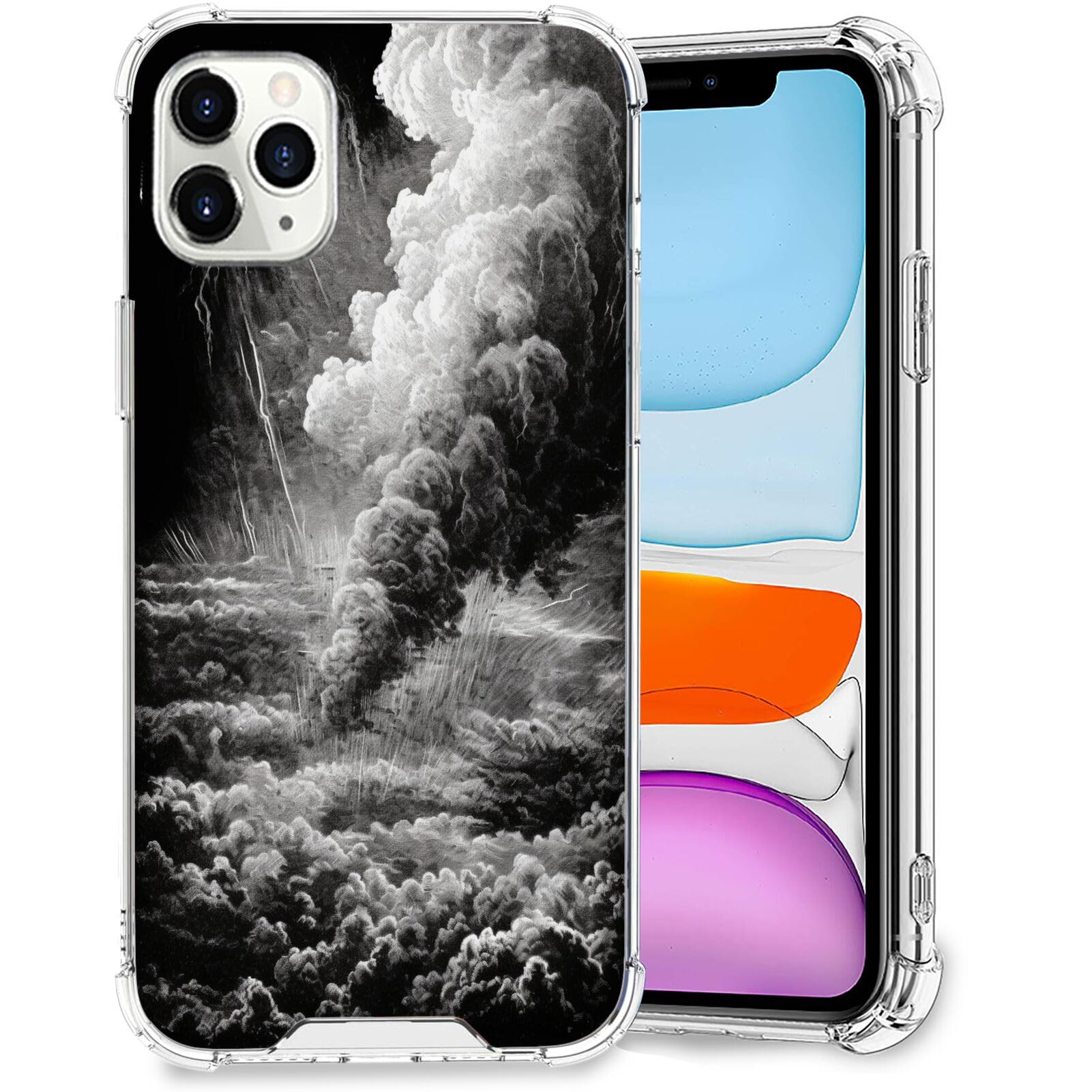 DAFEI Transparent Phone Case for iPhone 11 Pro with Rainbow Cloud-aa143 Pattern Clear Four-Corner Airbag Reinforced Anti-Scratch and Shock-Proof Protective Phone Cover