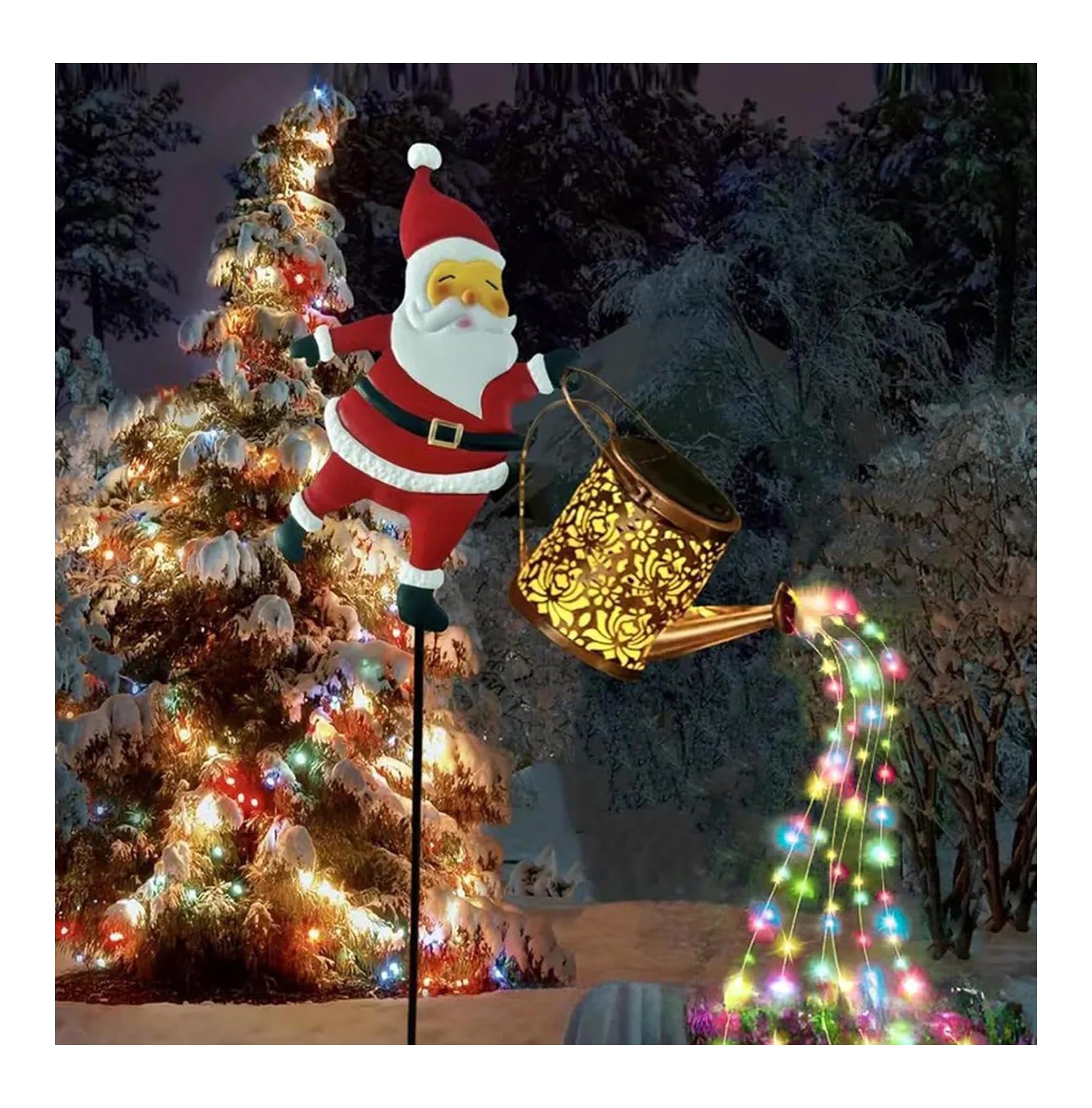 KTUXZCI Charming Watering Can Light Christmas Solar Kettle Lights Vibrant Garden Ambiance with Solar Powered Technology Out