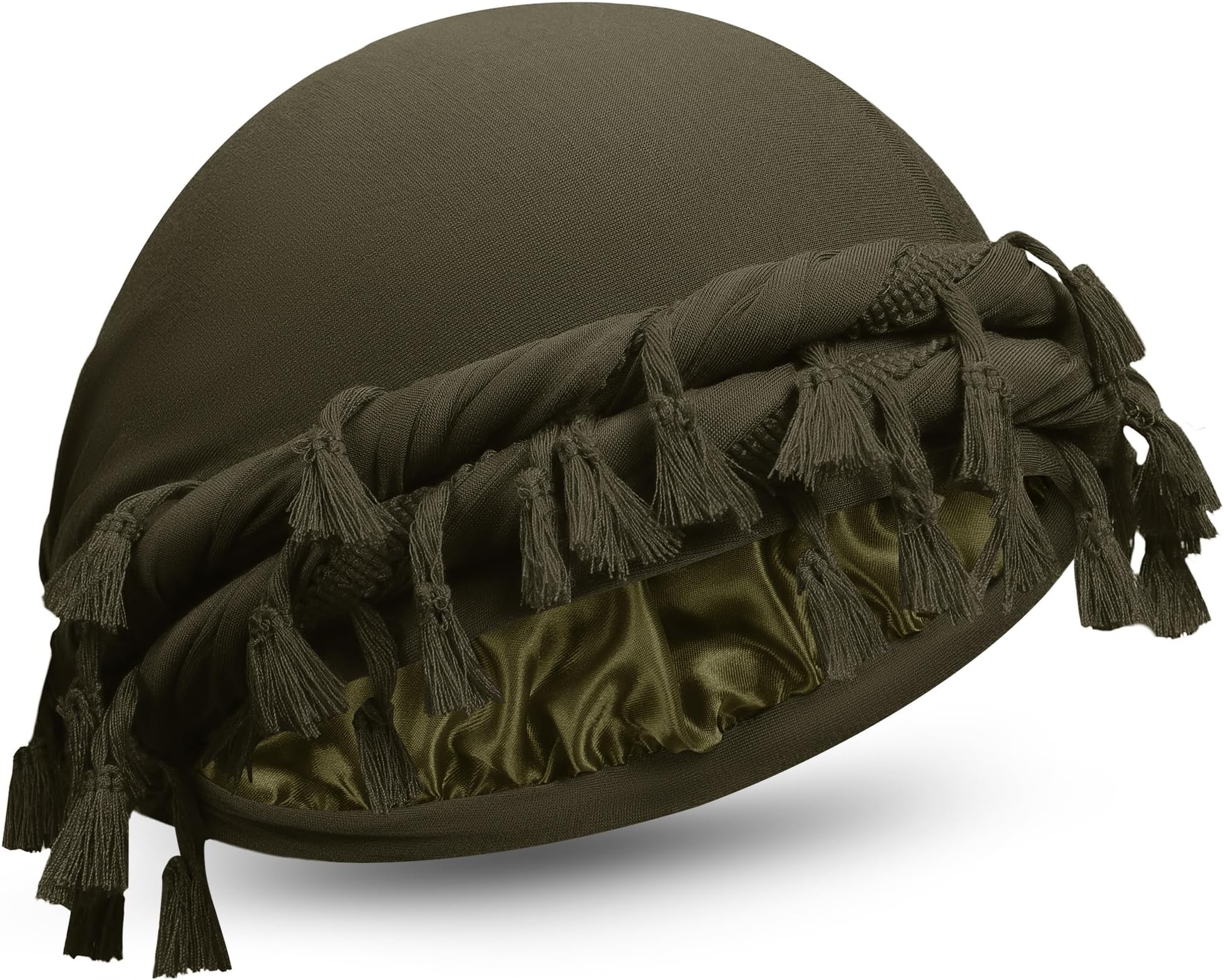 Turban for Men Adjustable Halo Silk Satin Lined Cap for Women Durag Twist Head Wraps Hat Elastic Pre Tie Beniee
