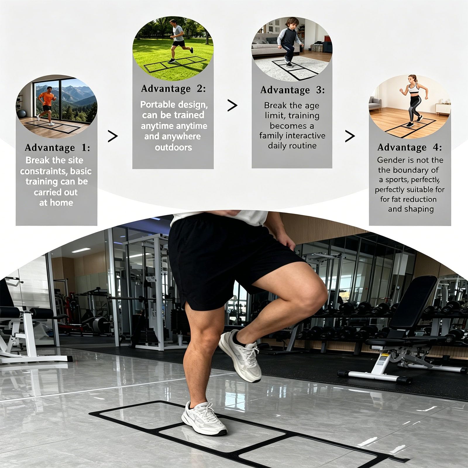 Set di 5 scalette per agilità in silicone per esercizi di movimento rapido e coordinazione in sport, fitness, atletica, allenamento