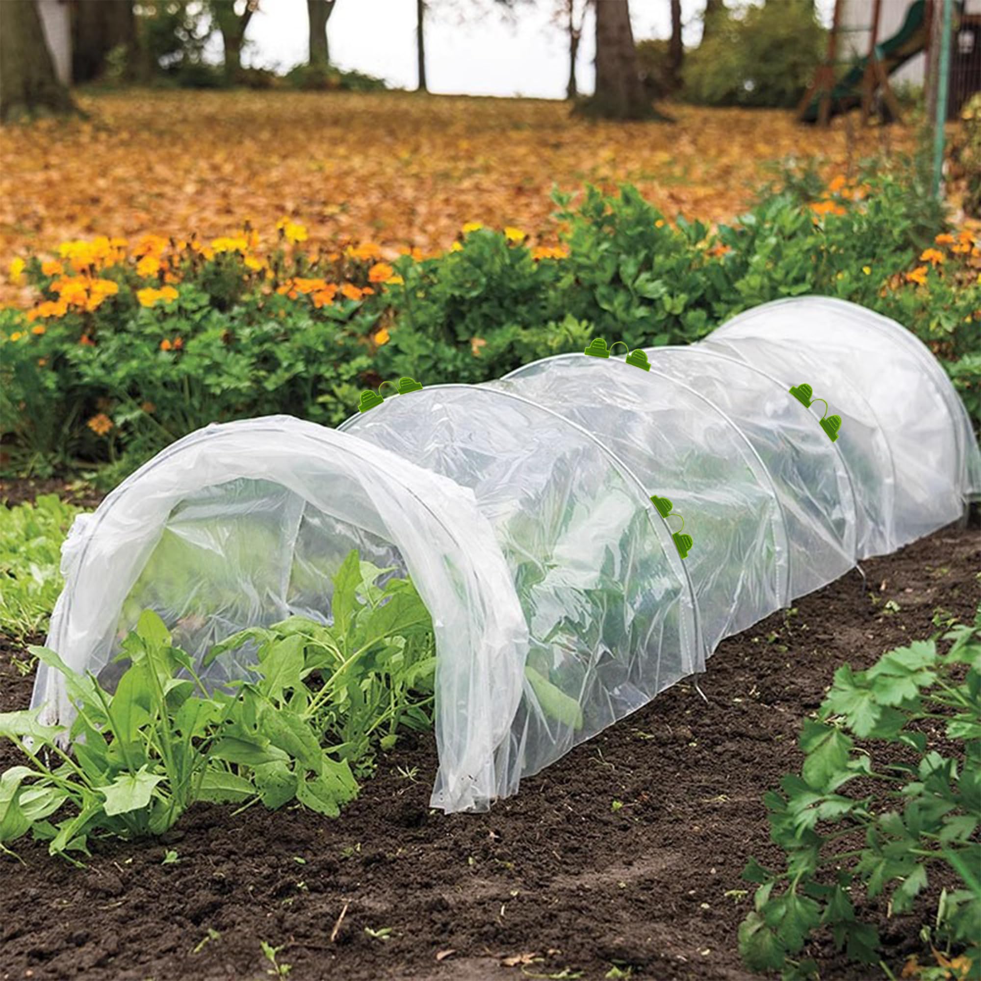 50 Pièces Arceau pour Serre Tunnel, 43cm Cerceaux pour Serre de Jardin avec 40 Tube de Connexion, 32 Pinces et Thermomètre, Kit de Maison de Cerceau de Jardin pour Plantes, Fruits, Légumes
