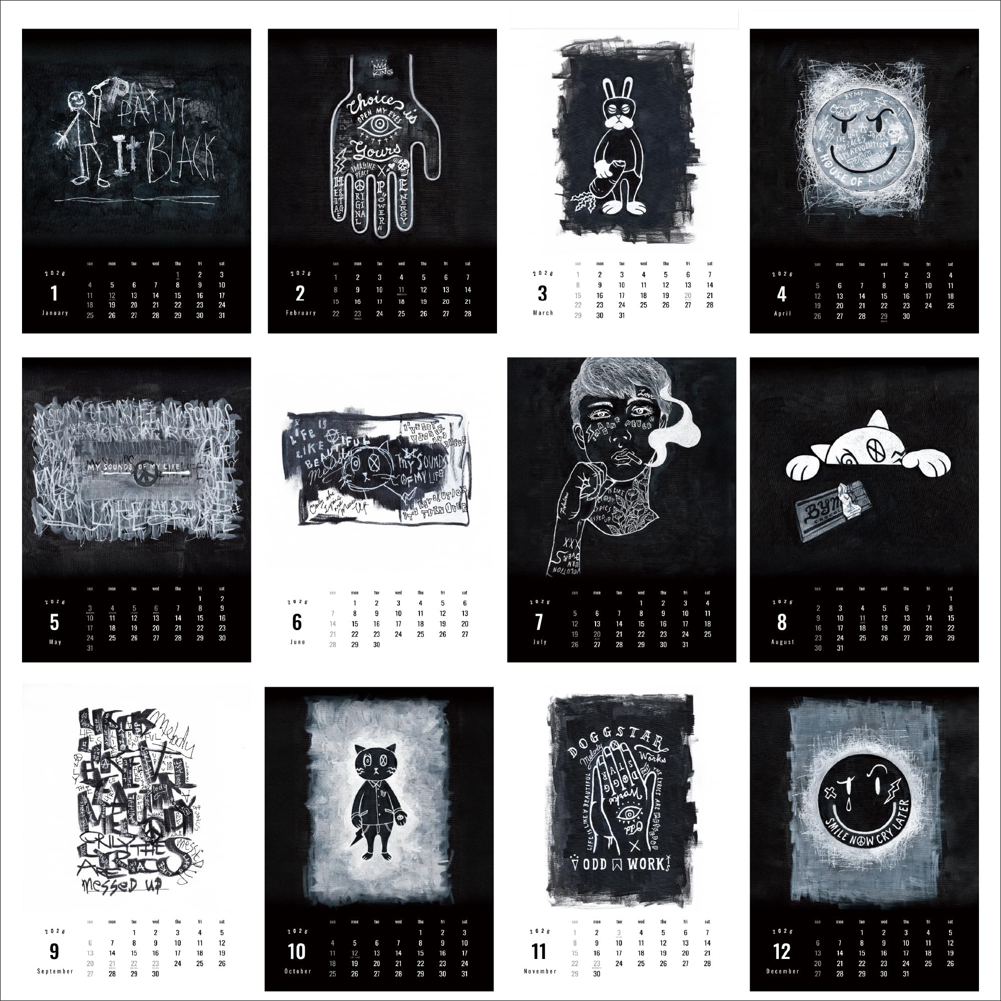Amazon | STREET ART CALENDAR 2026 Monthly Calendar 月めくり