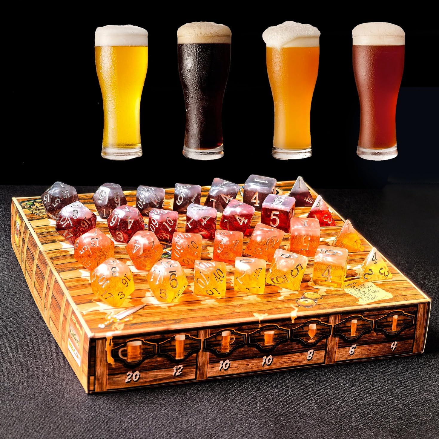 The Tavern Drinking Game, Novelty Polyhedral Beer Dice Set for Drinking Game or PRG Games (28pcs Original Beer Sets)