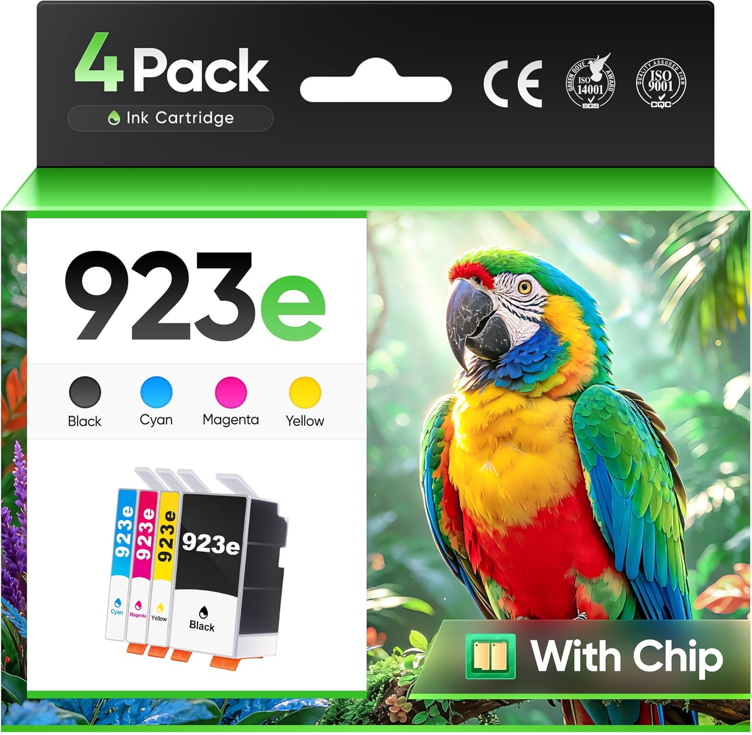 923e Ink Cartridge 4-Pack High Yield with Chip Compatible Replacement for HP 923 923e 923XL Ink Work with OfficeJet Pro 8120 8122e 8123 8130 8133 8135e 8138e 8139e Printers Black Cyan Magenta Yellow