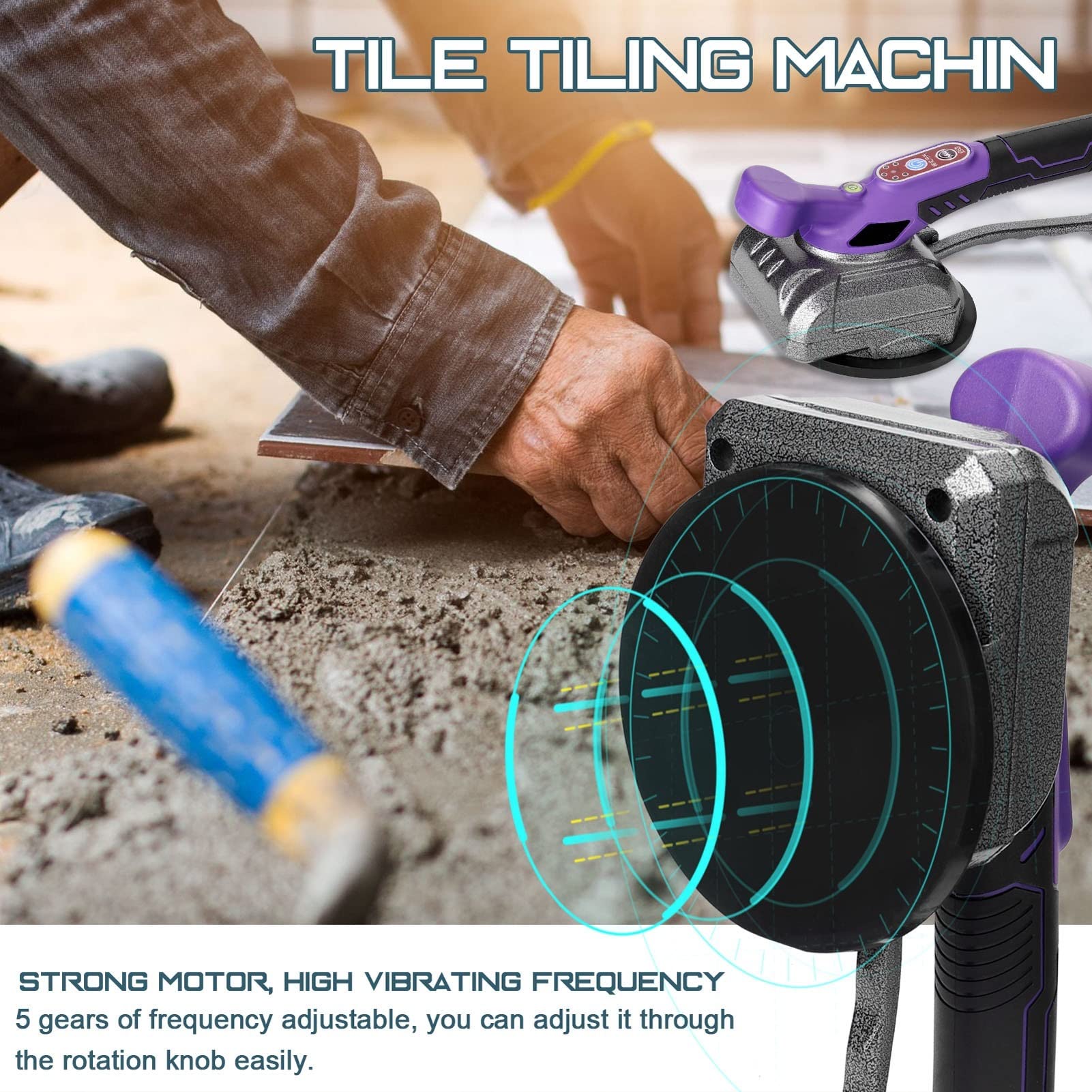 Máquina vibratoria para azulejos Vibrador de baldosas Máquina de colocación de baldosas 45 kg Máquina de yeso de baldosas de suelo Colocación de baldosas Herramienta de nivelación de vibrador de suelo