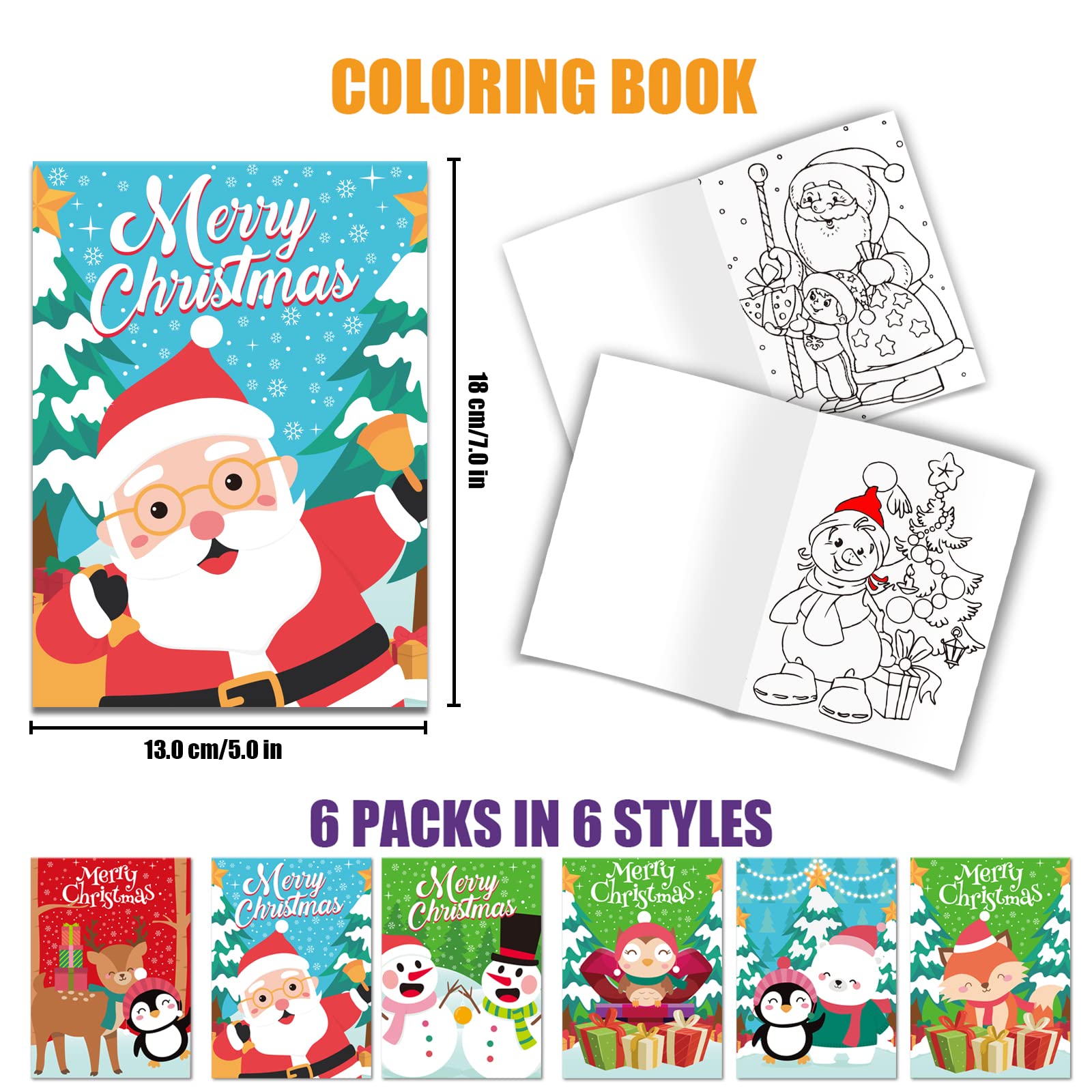VEYLIN 6 Christmas Coloring Books - Christmas Crafts for Kids Party Bags or Xmas Stocking Fillers, white - Image 3