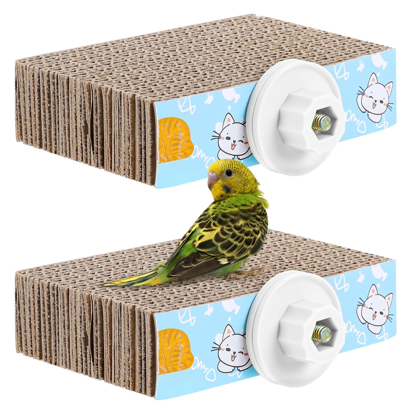 COMNICO 2 PCS Bird Chew Toy Parrot Cage Perch Cardboard Platform Bird Paw Grinding Stand for Cage Birds Resting Platform Stand Parrot Playground