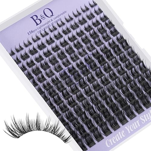 Miniatura 28 de Extensiones de pestañas Racimo B02 D de 0.630 in, 72 racimos de pestañas B&Qaugen Mega, pestañas individuales en racimo de volumen para bricolaje en