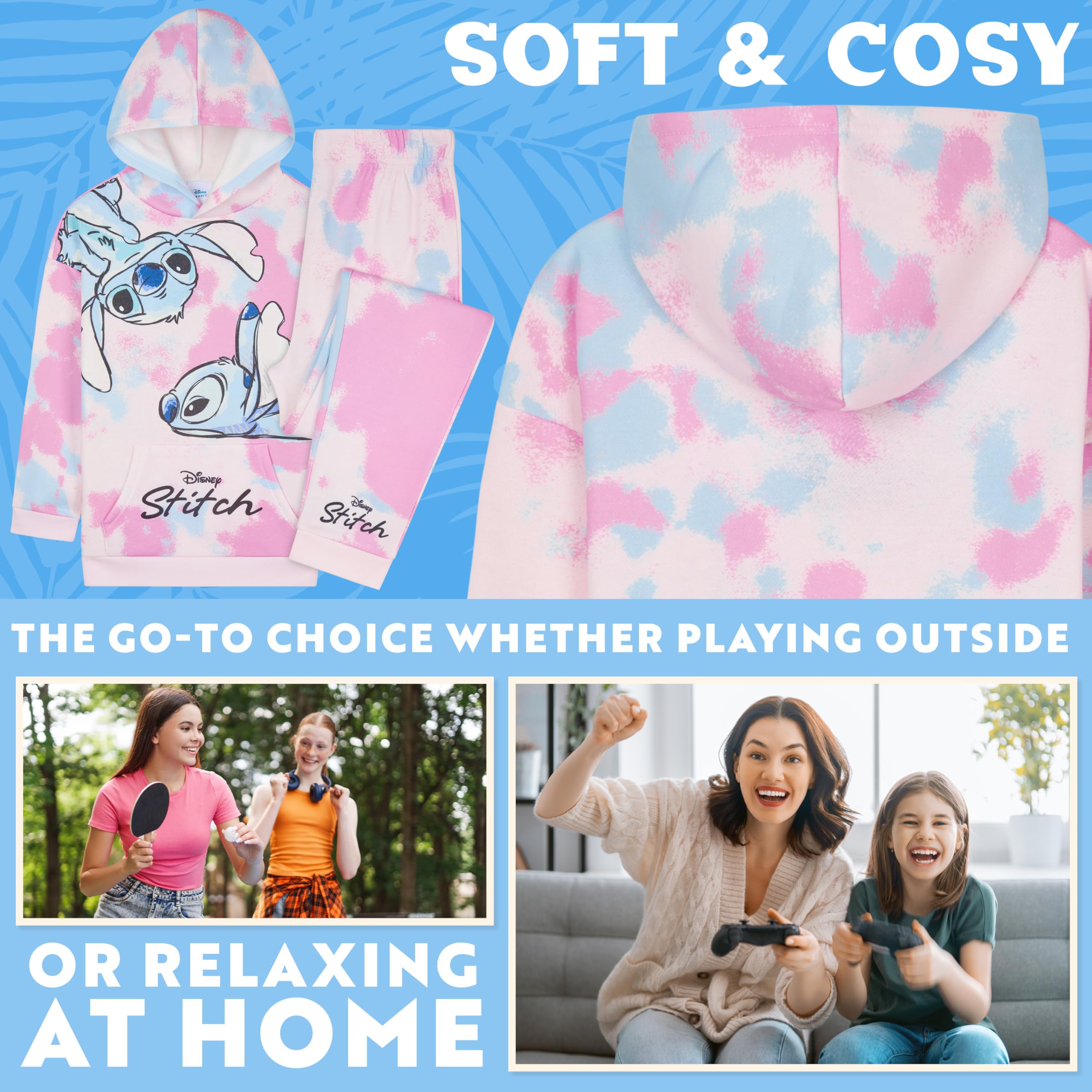 Disney Stitch Survêtement Fille Ensemble Enfant 2 Pièces Hoodie Pantalon Jogging Vêtements Fille Ado Tie-Dye Sport Idée Cadeau