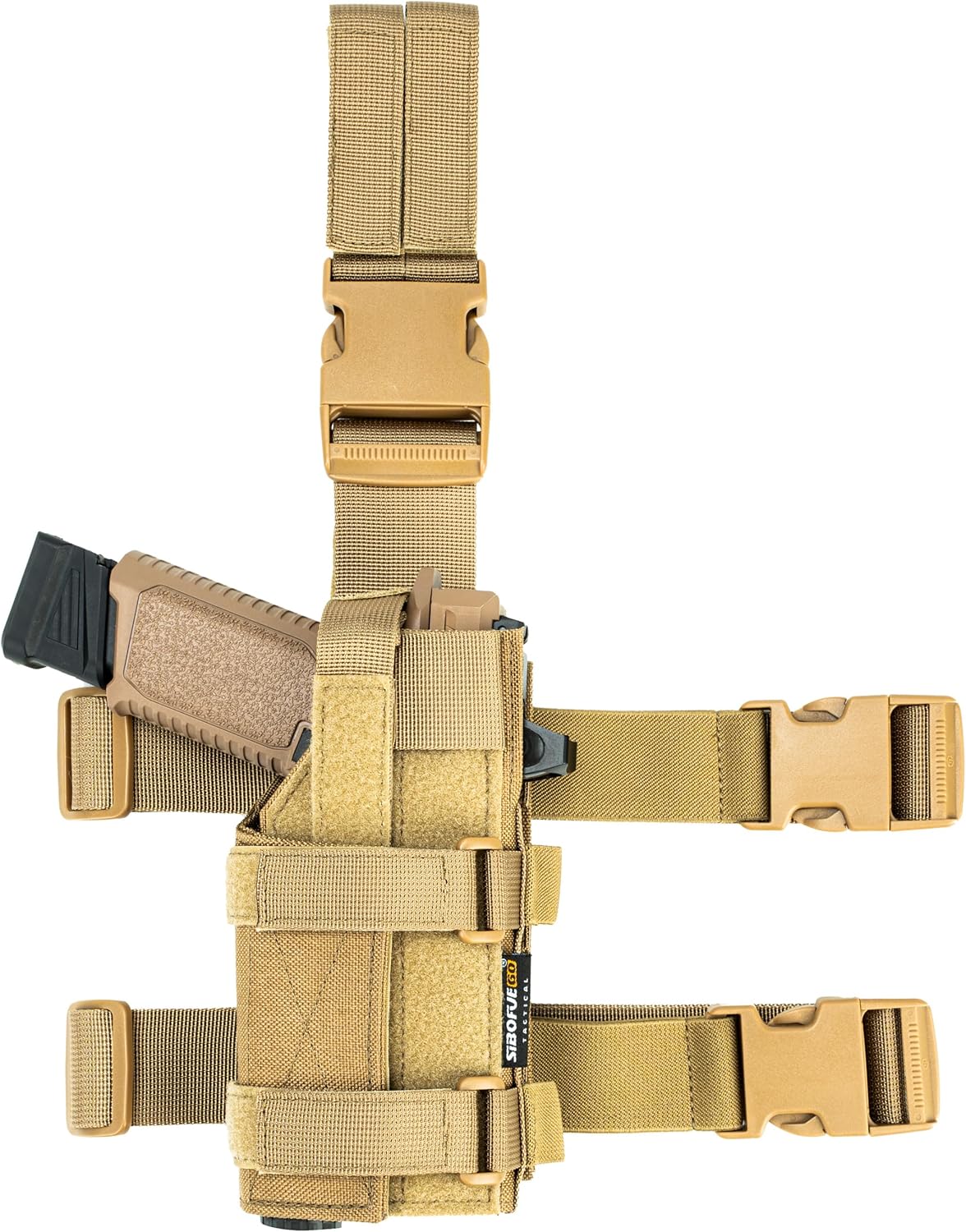 Universal Drop Leg Holster - Adjustable Thigh Holster for Light & Red Dot Sights, Airsoft Pistol Holster with MOLLE Drop Leg Panel, Compatible with 1911, Glock, Sig, Beretta, Ruger, Taurus.(Black)