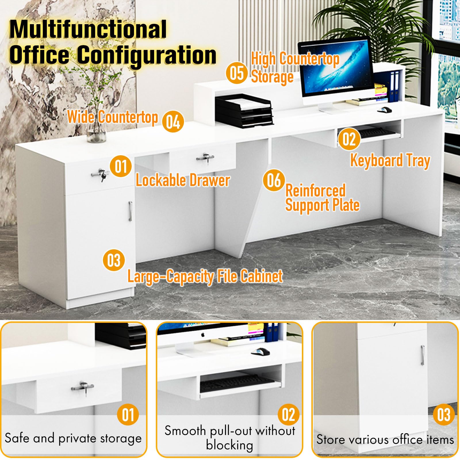 Computer Table Counter Checkout Counter FAMAPY L-Shaped Reception Desk Counter Desk For Retail ...