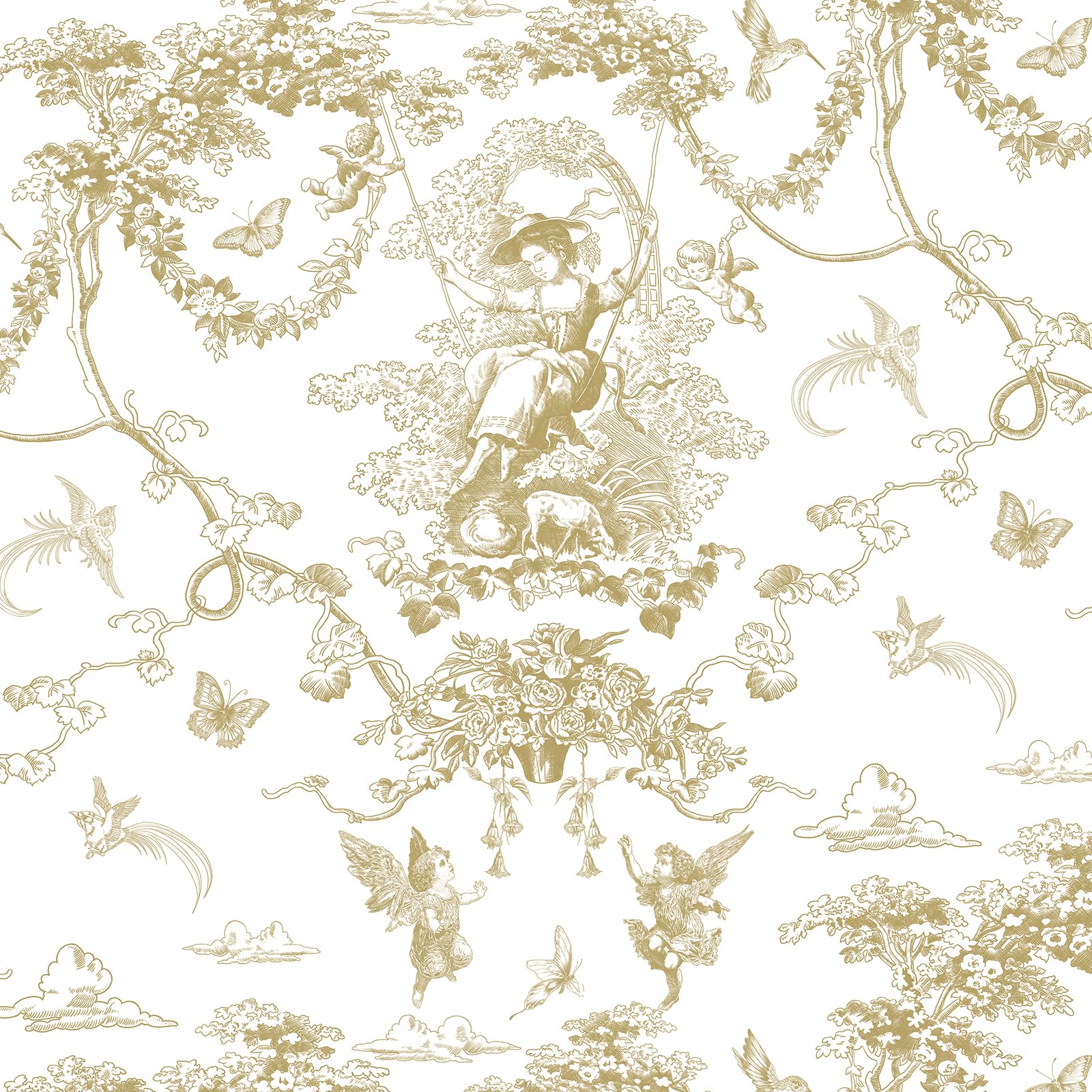Timeet Selbstklebende Tapete Gold Amor 44x300cm Klebetapete